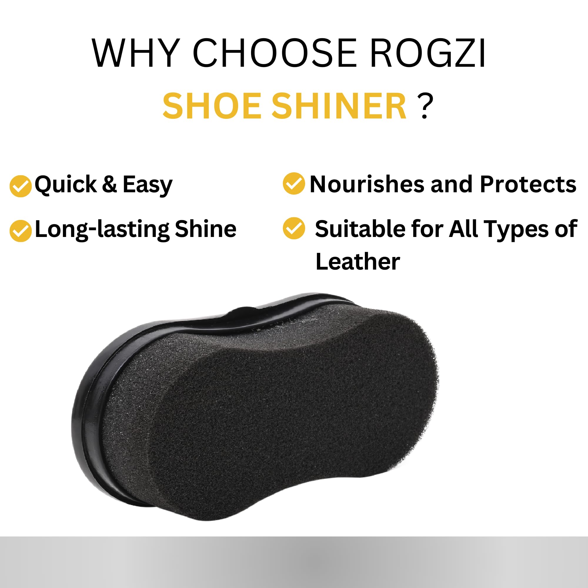 ROGZI Shoe Care Kit - Quick Shine Shoe Shining Sponge for Instant Leather Polishing | Premium Liquid Shoe Polish for Shine & Protection | Perfect for Dress Shoes, Boots & Leather Accessories