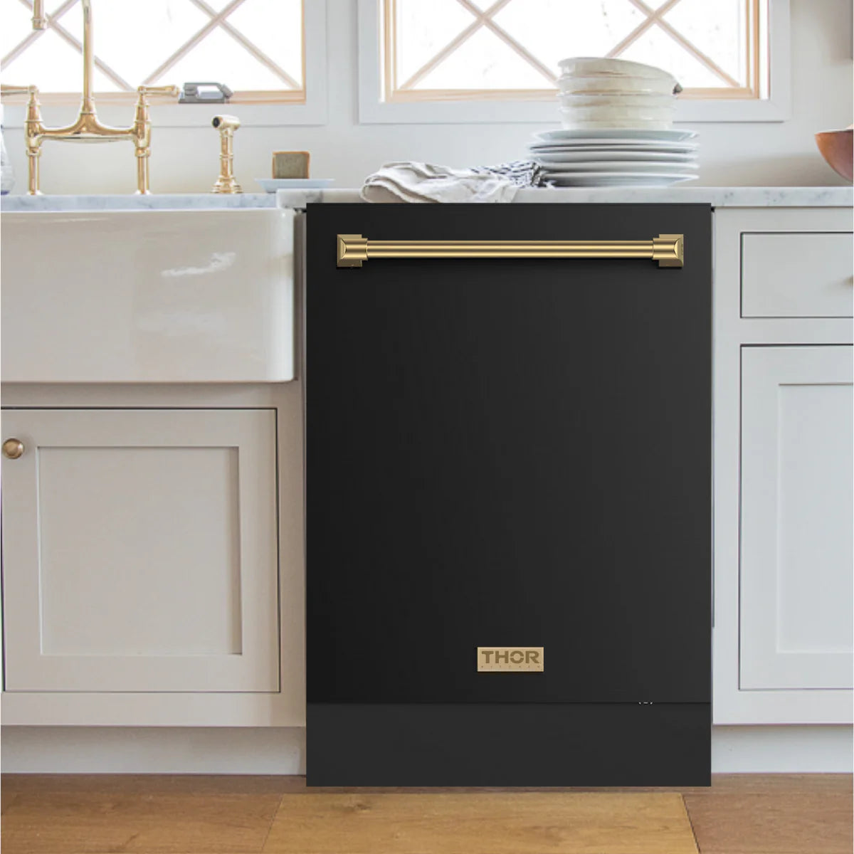 Gordon Ramsay by THOR Kitchen 24 Inch Built-In Dishwasher with Bronze Accents - Energy Efficient Stainless Steel Interior (Model DW24X8BA00 BRZ) - Perfect for Modern Kitchens and Open-Concept Homes