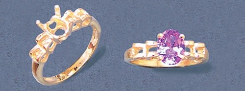 8x6mm Oval Trellis Shank Sterling Silver or 14K Gold Ladies Ring Setting - Size 7 (163829/143829) - Perfect for Engagement Rings, Wedding Bands & Jewelry Making