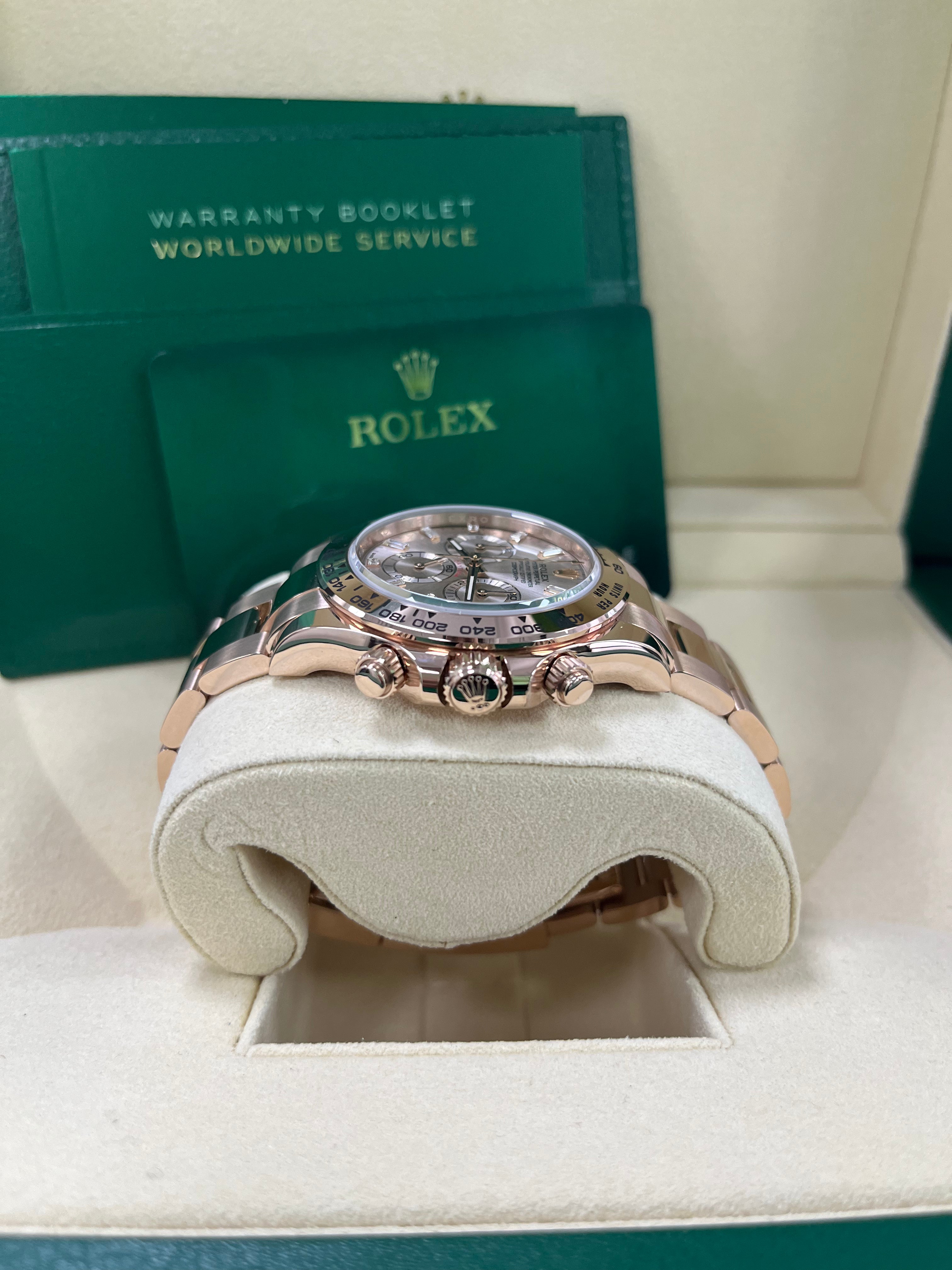 Rolex Daytona 116505 40mm Everose Gold Rose Diamond Baguette Watch with Oyster Bracelet - Luxury Men's Timepiece for Business, Gala & Special Occasions
