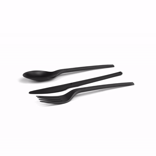 Eco-Friendly Black CPLA Plastic Cutlery Set - 290 Count, Heat Resistant & Compostable Cutlery (6.5 Inches) - Perfect for Parties, Picnics, Catering & Sustainable Dining