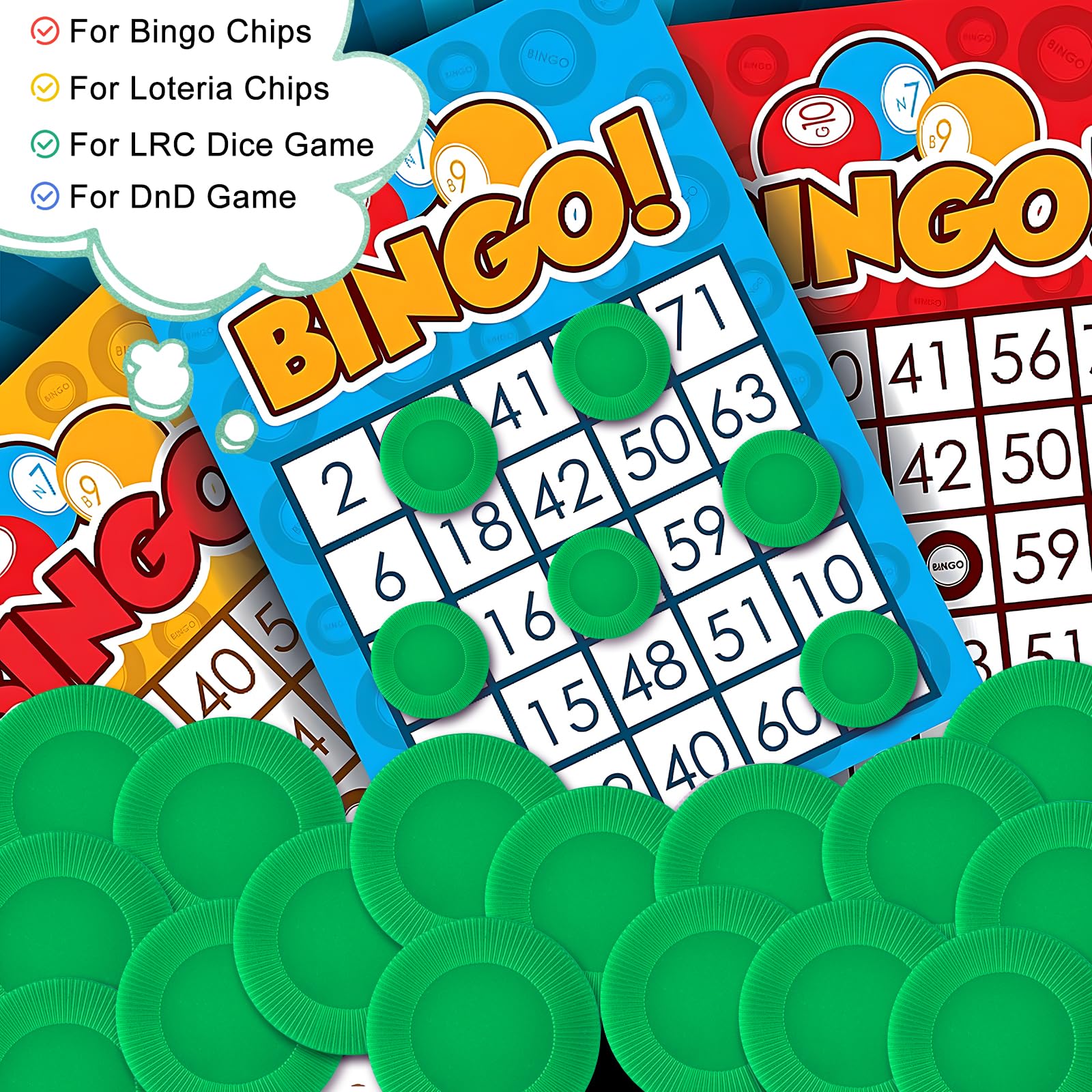Coopay 600-Piece Plastic Poker Chips Set - 38mm (1.5 Inch) Bulk Bingo Chips, Math Counters & Game Tokens for Casino Nights, Math Practice, Classroom Rewards & Family Game Night (Green)