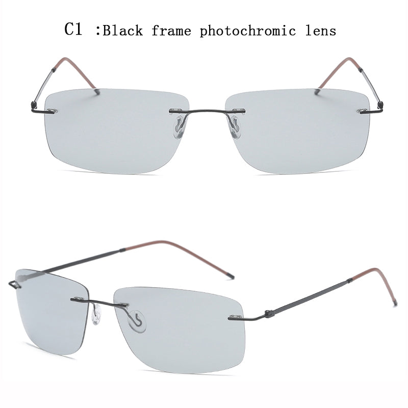 Photochromic Rimless Rectangle Sunglasses for Men & Women - UV Protection, Lightweight & Stylish for Driving, Outdoor Sports & Daily Wear
