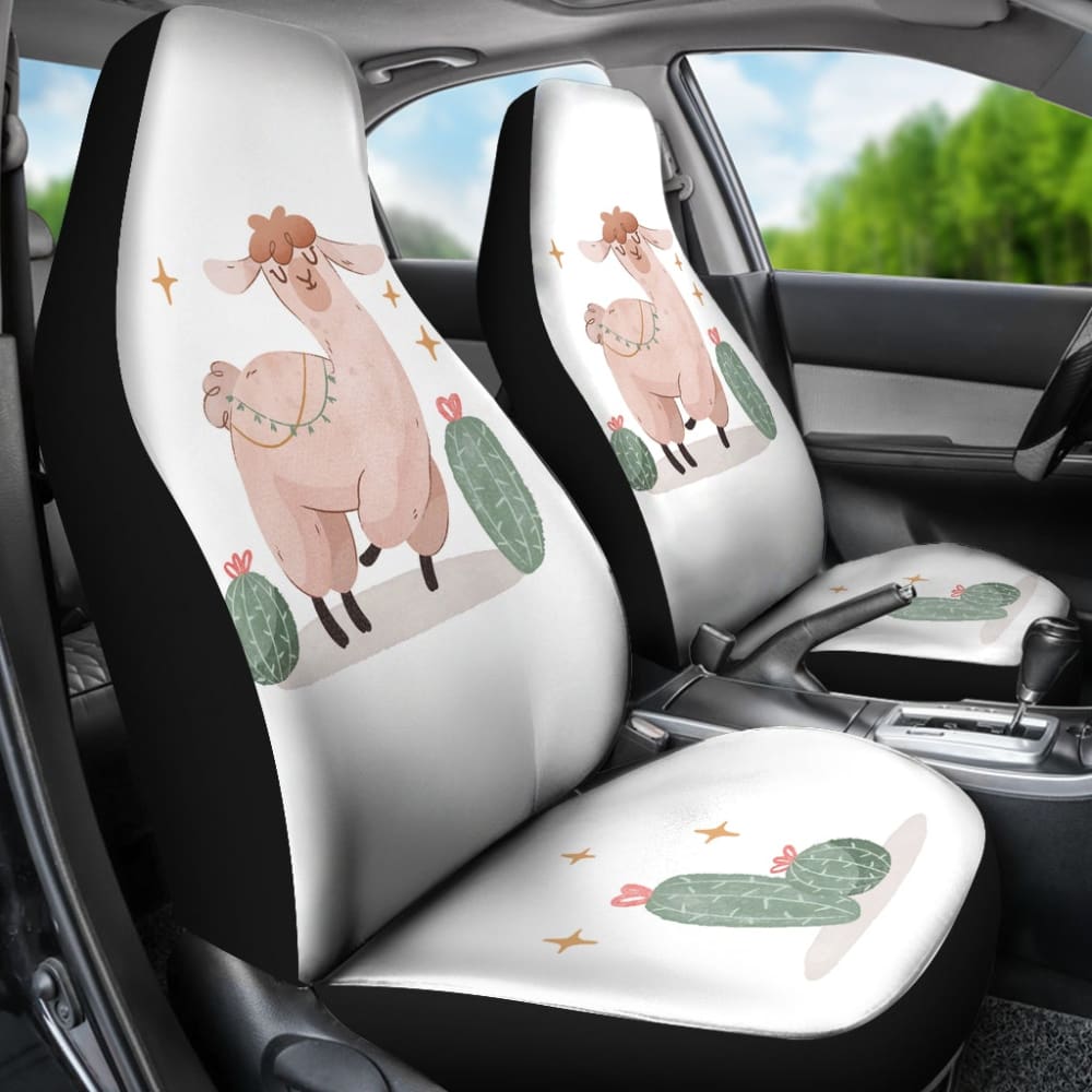 Premium Cactus & Llama Car Seat Covers - Universal Fit, Soft & Durable - Perfect for SUVs, Trucks & Sedans - Protect Your Seats from Pets, Kids & Spills