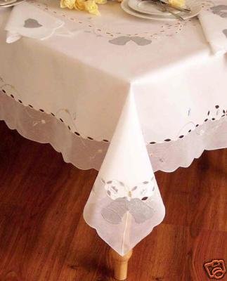 Elegant White Christmas Tablecloth with Silver Bells - 64 Inch Round Holiday Dining Decor for Festive Parties & Family Gatherings