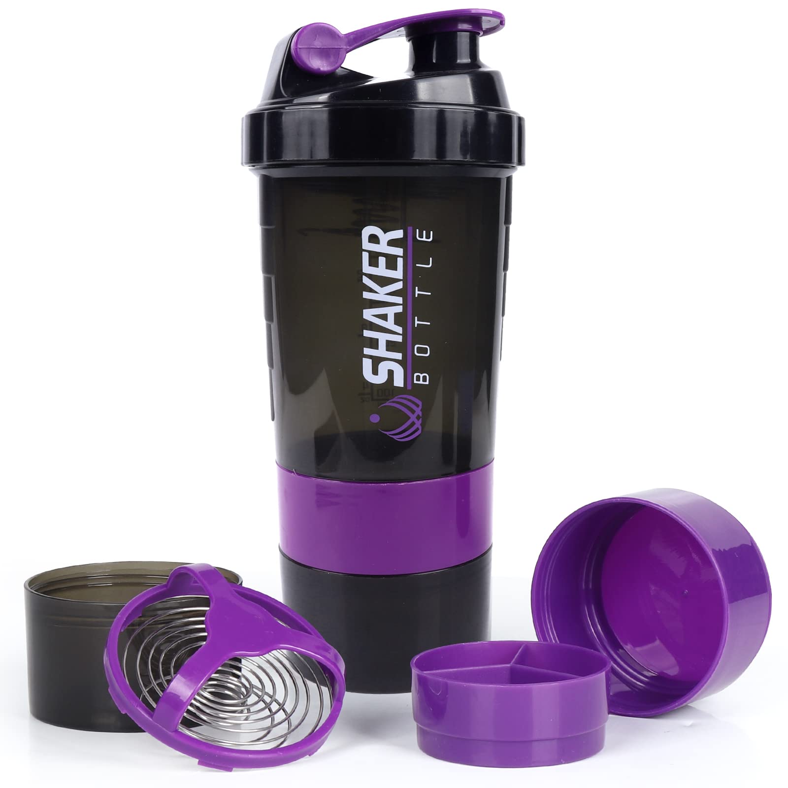 Premium 16oz Leak-Proof Protein Shaker Bottle with 3-Layer Twist-Off Lid & Supplement Storage | BPA-Free Gym Water Bottle for Protein Powder, Pre-Workout & Meal Replacement | Ideal for Fitness, Bodybuilding & Post-Workout Recovery
