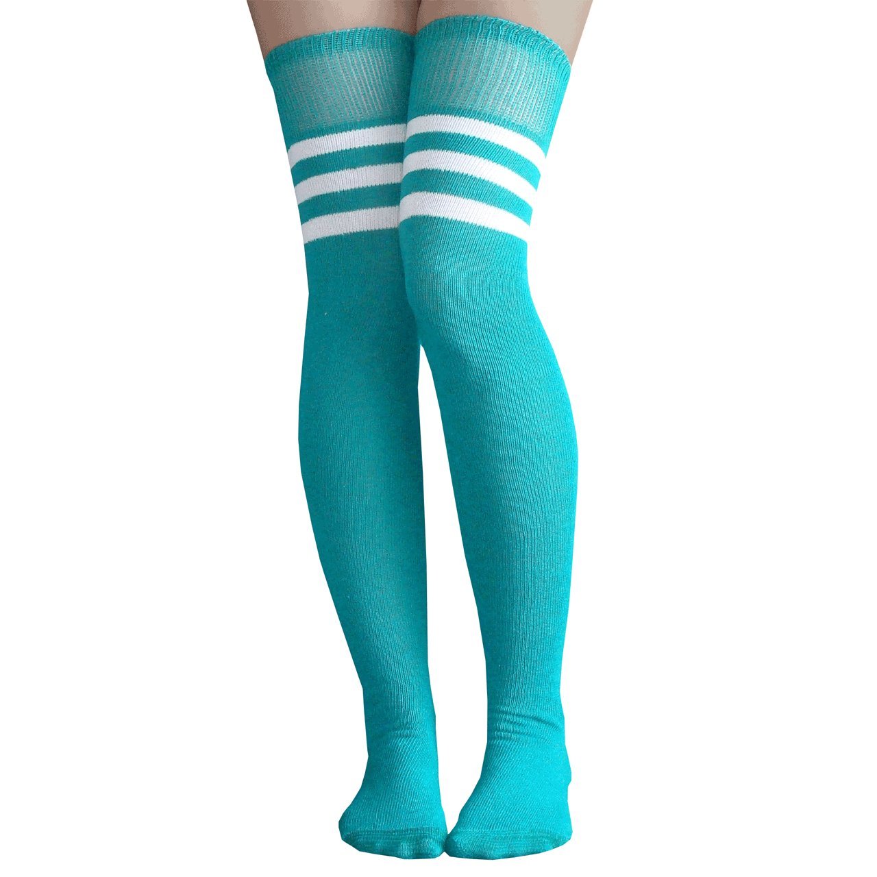 Chrissy's Women's Thigh High Striped Tube Socks - Soft Cotton Knee High Stockings for Women, Fashionable Striped Leg Warmers for Outfits, Cosplay, and Winter Wear