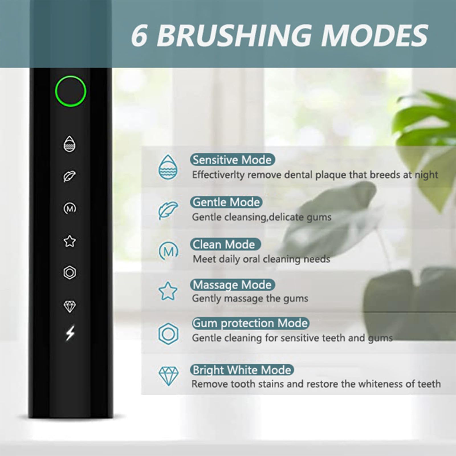 Premium Electric Toothbrush for Adults - 8 Replacement Brush Heads, 6 Cleaning Modes, IPX7 Waterproof - Perfect Travel Toothbrush with Case (Black) | Ideal for Home Use, Business Trips & Gifts for Women & Men