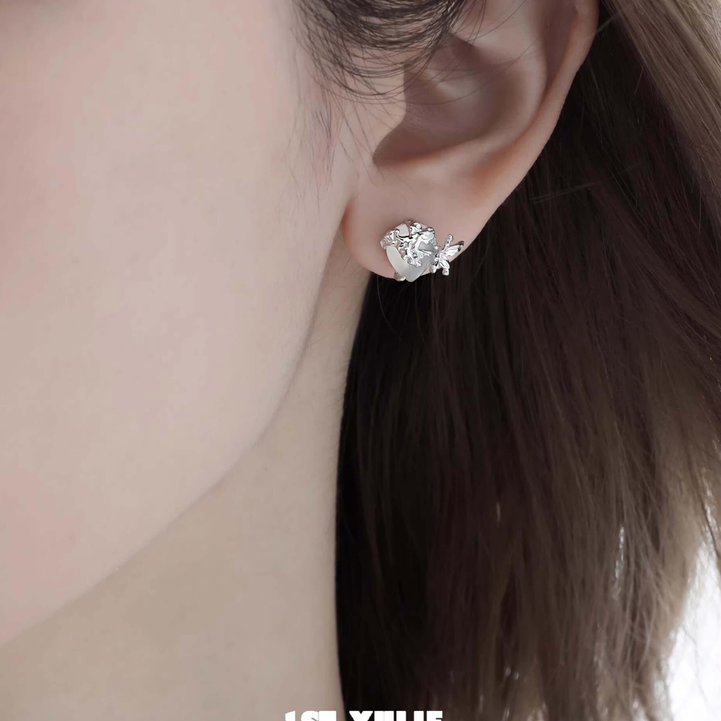 Whiterfly S925 Sterling Silver White Agate Earrings for Women - Elegant Dangle Earrings for Wedding, Party & Everyday Wear