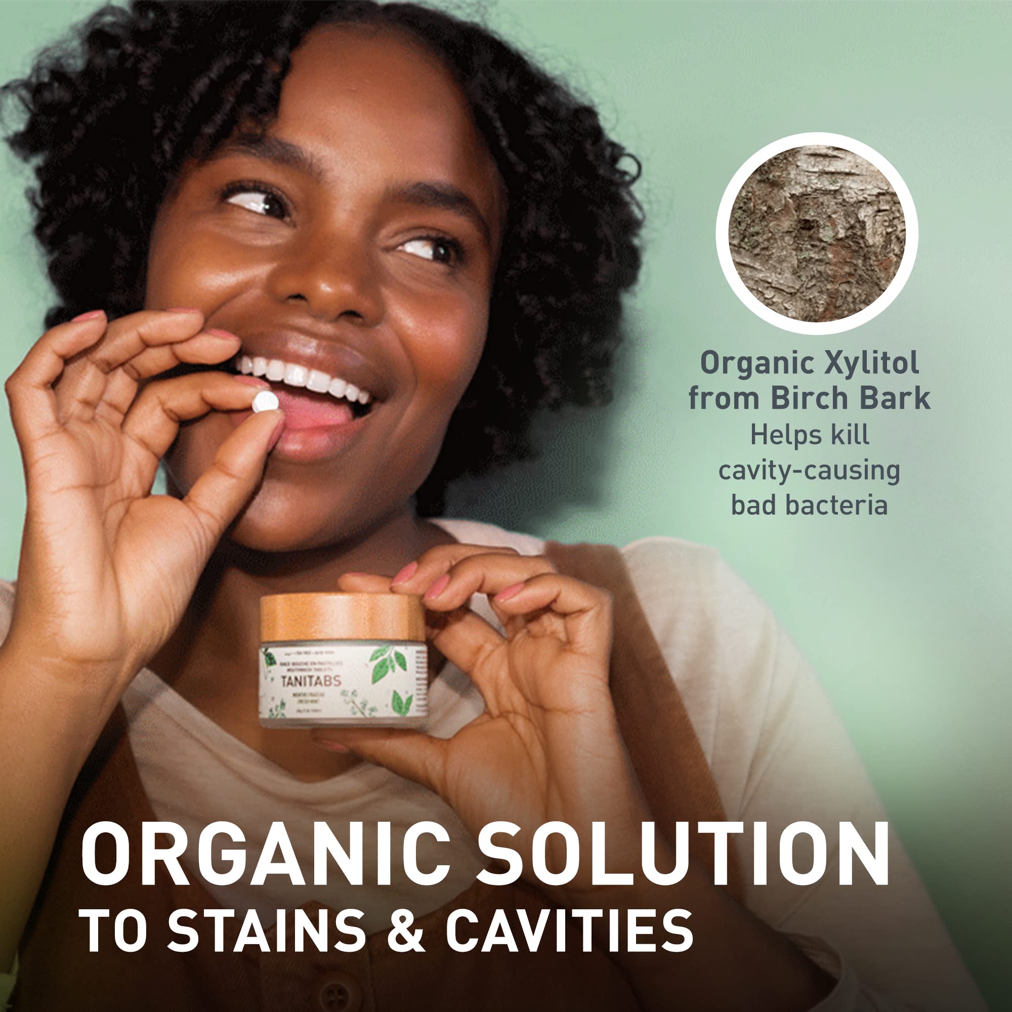 Tanitabs Fresh Mint Toothpaste Tablets - Fluoride-Free Natural Toothpaste for Teeth & Gum Care, Zero Waste Travel Toothpaste Tabs in Eco-Friendly Bamboo Jar (124 Tablets, Natural Mint Flavor) - Perfect for Travel, Camping & Sustainable Oral Hygiene Routine