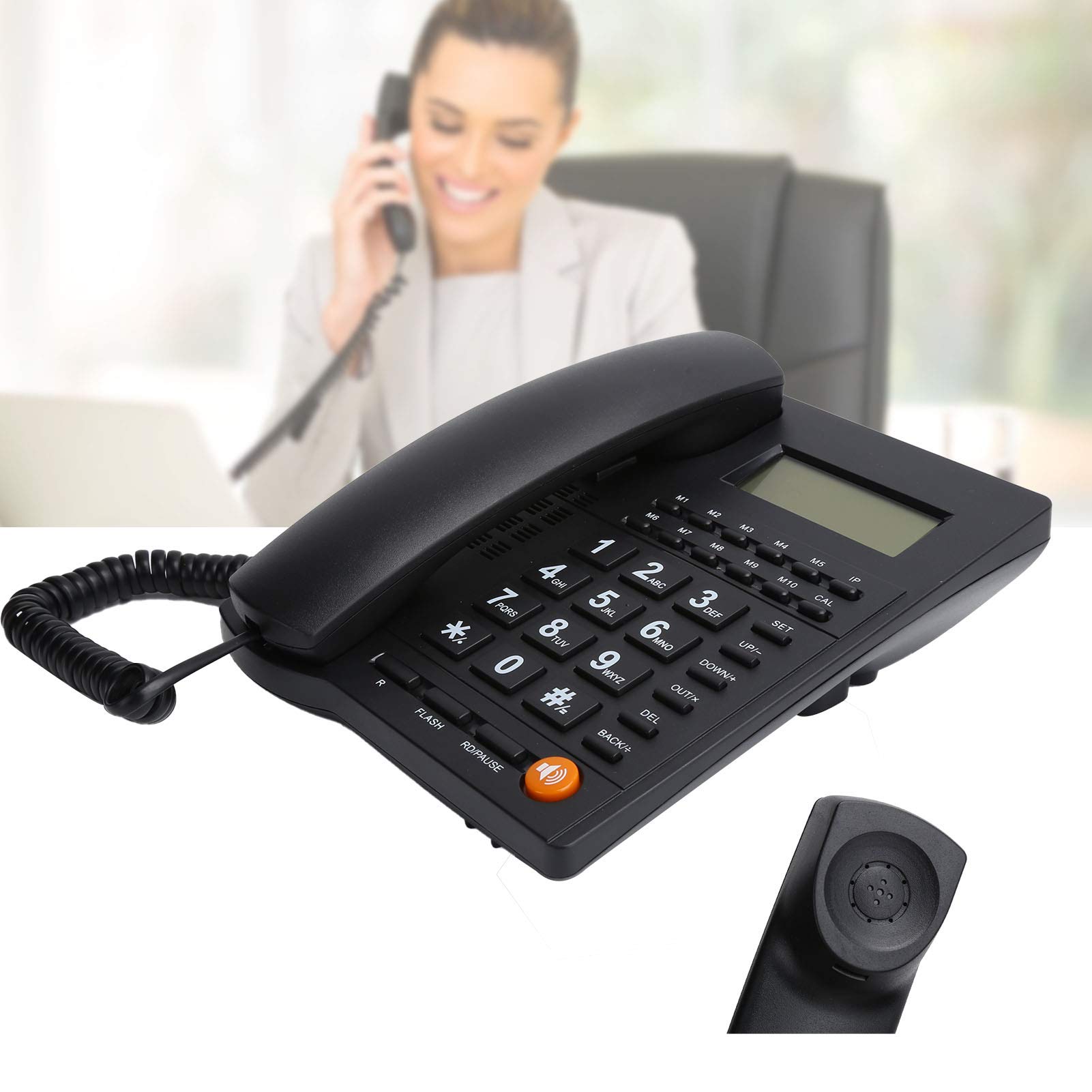Landline Corded Telephone with Caller ID, Hands-Free Speakerphone, Volume Control & Backlit Display - Large Button Desktop Phone for Office, Home & Hotel Use - Perfect for Elderly & Business Communication