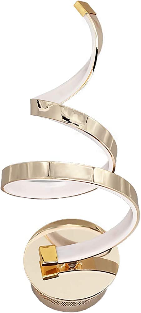 Modern Spiral LED Acrylic Wall Light - 20W Aluminum Indoor Lighting with 3000K Warm White - Artistic Home Decor for Bedroom, Living Room, Cafe & Hallway - Gold Finish | Perfect for Ambient Bedside Lighting & Stylish Corridor Illumination