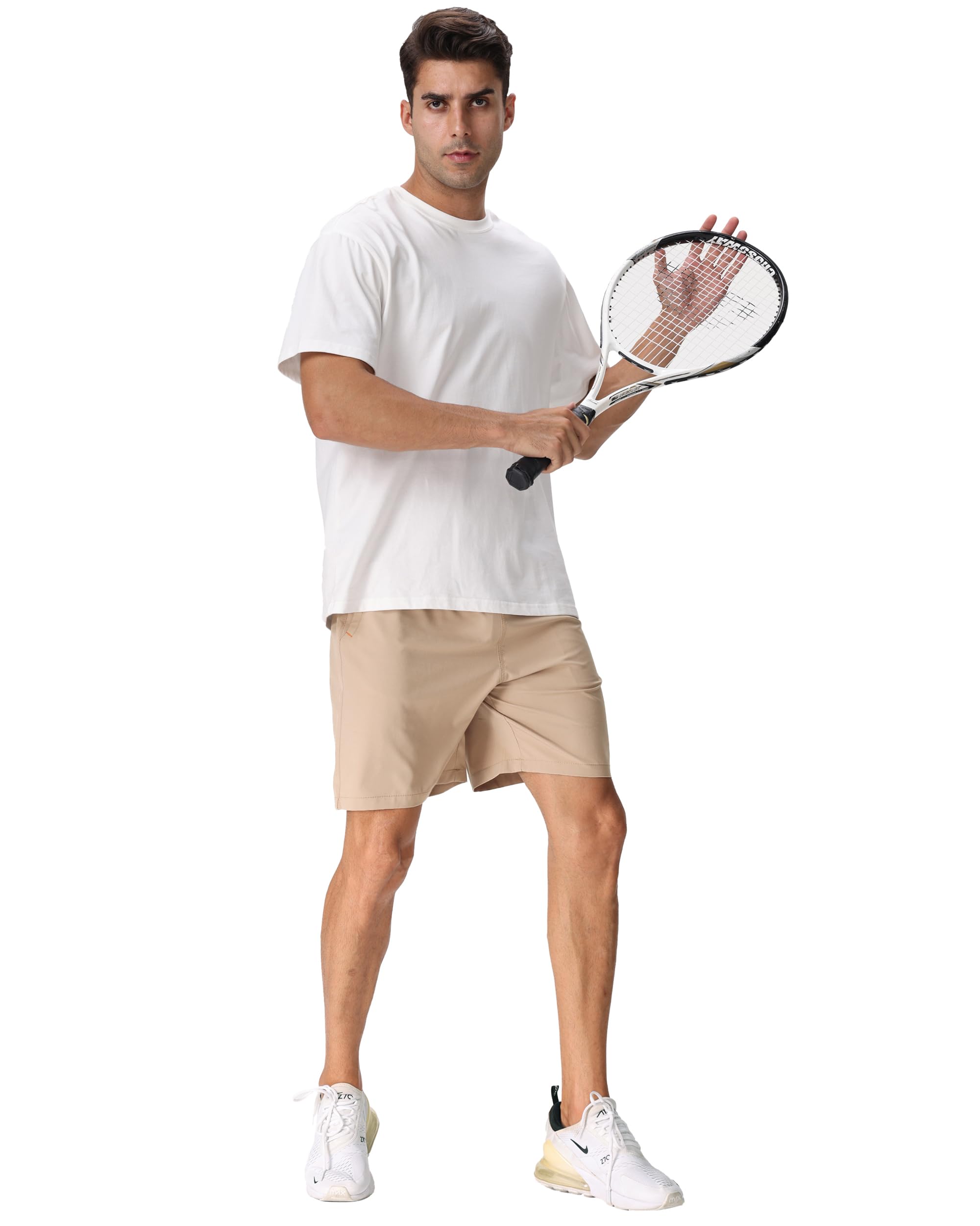 Rapoo Men's 7 Inch Inseam Athletic Shorts - Water Resistant, Lightweight & Quick Dry Workout Shorts with Zipper Pockets for Running, Gym & Outdoor Activities