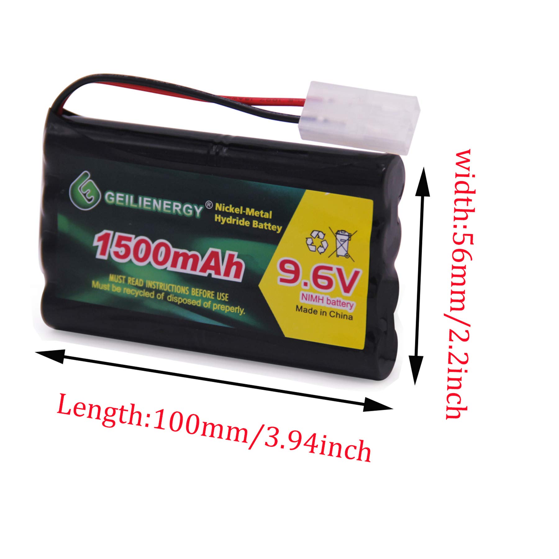 9.6V 1500mAh NI-MH Rechargeable Battery Pack with Charger - Compatible with RC Cars, Boats, Robots - Perfect for Remote Control Hobbies and DIY Projects