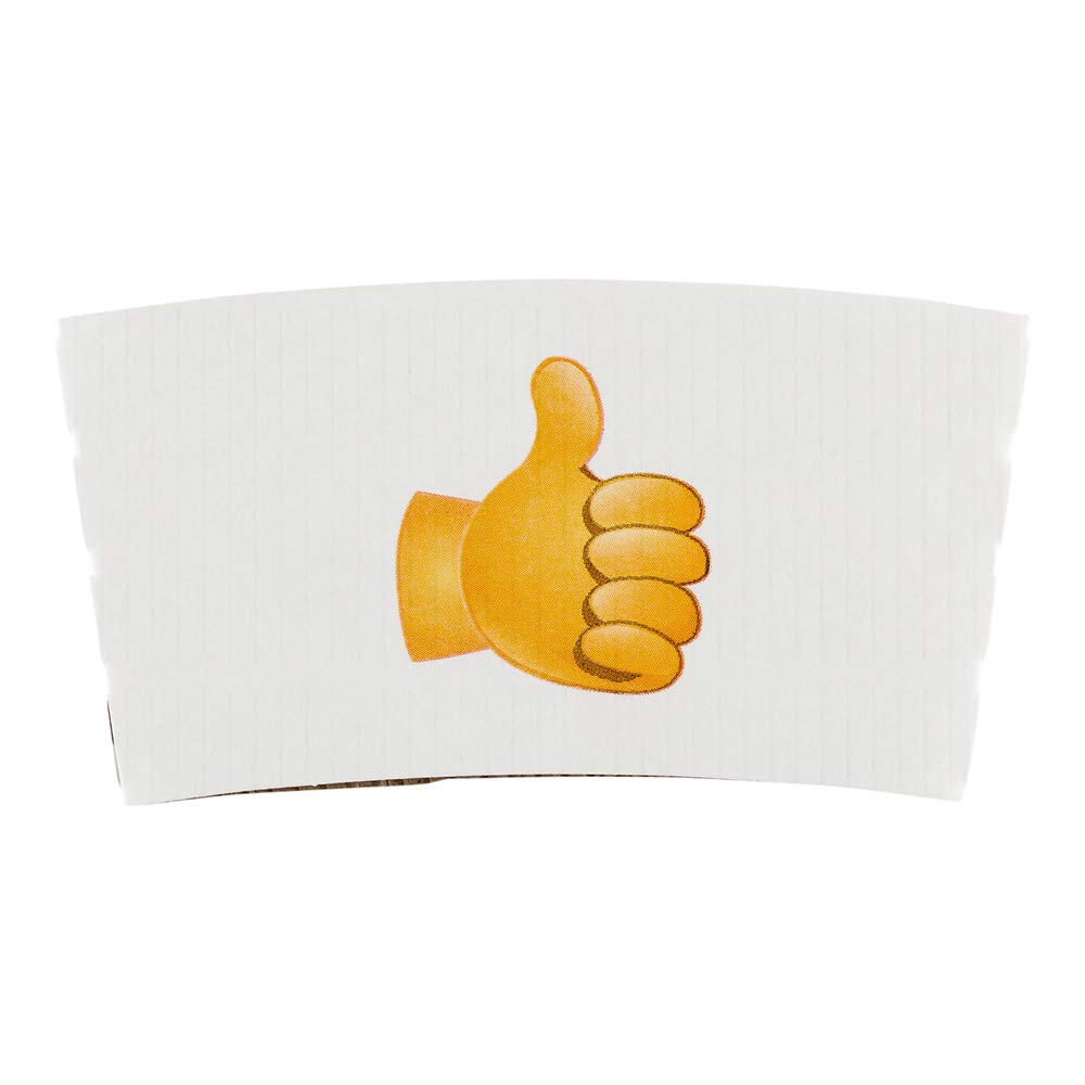 Restpresso 5.1 x 2.8 Inch Disposable Coffee Cup Sleeves - 1000 Pack Corrugated Paper Hot Drink Sleeves with Thumbs-Up Emoji Design | Heat Resistant, Secure Grip for Coffee Shops, Cafes & Takeout Services | Perfect for To-Go Cups, Iced Beverages & Office Coffee Stations