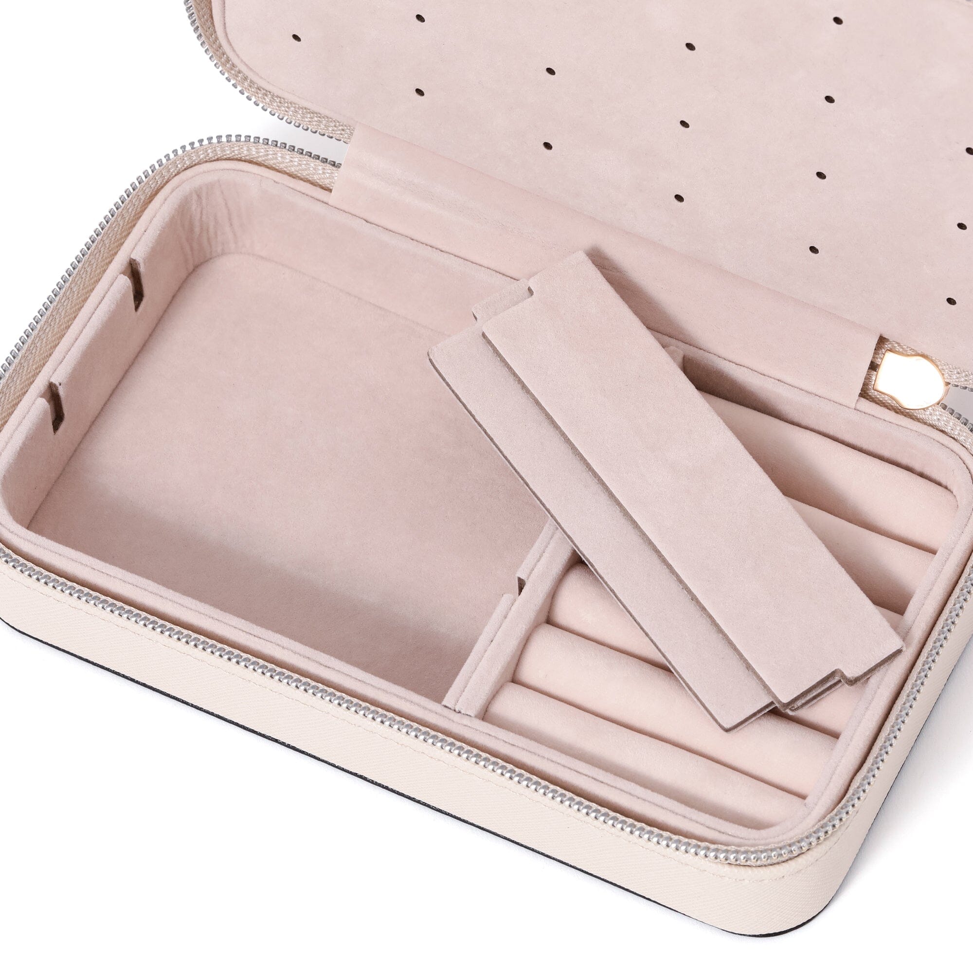 Elegant Bicolor Travel Jewelry Organizer Box - Ivory White | Perfect for Vacation, Business Trips & Gift Giving