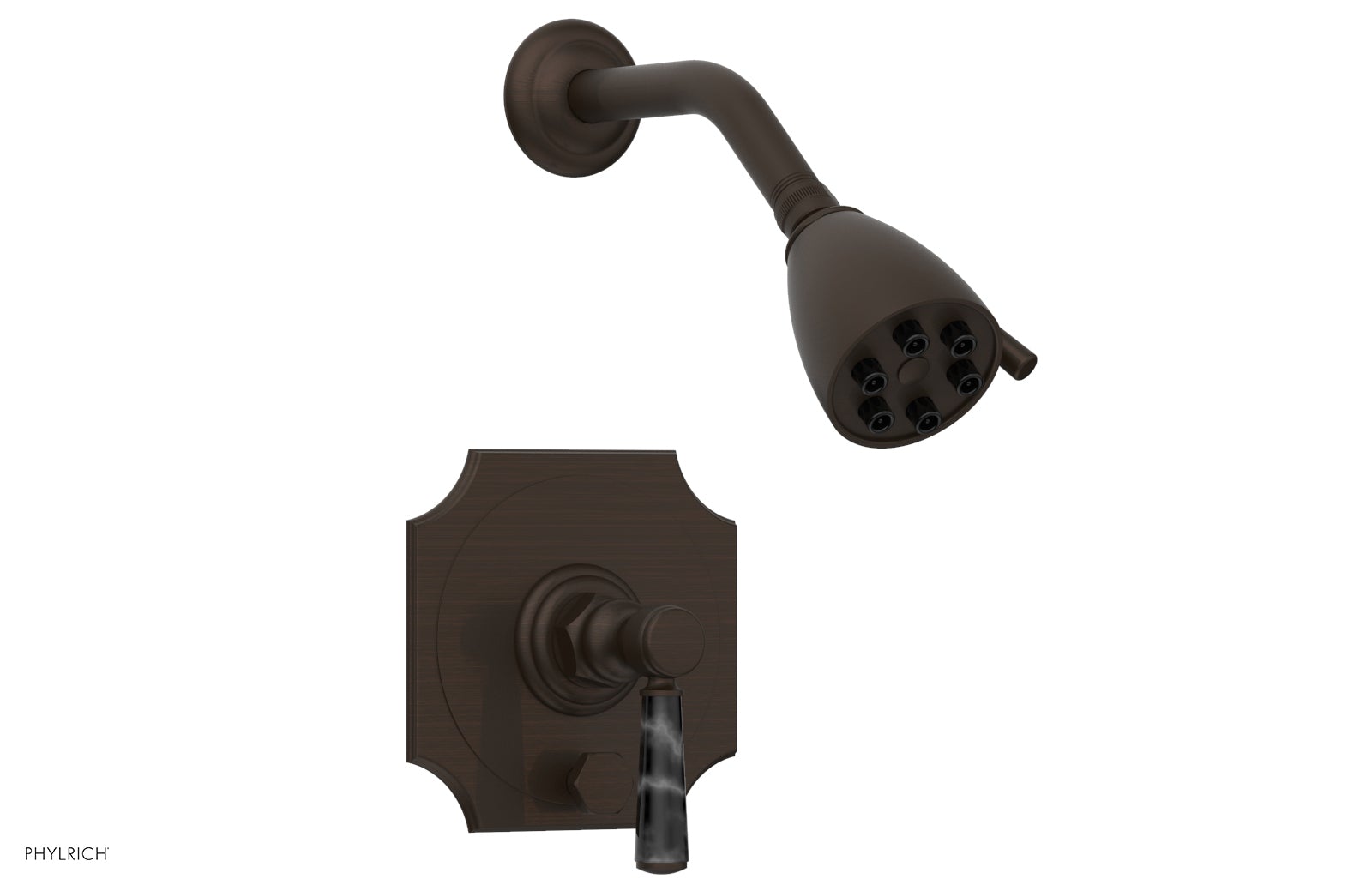 HENRI Pressure Balance Shower and Diverter Set with Black Marble Handle - No Spout Included | Modern Bathroom Upgrade for Spa-Like Shower Experience