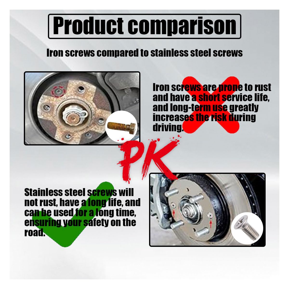 Honda Acura Brake Disc Screw Kit - 4-Pack Stainless Steel Retaining Bolts for Front & Rear Rotors - Perfect for DIY Auto Repair