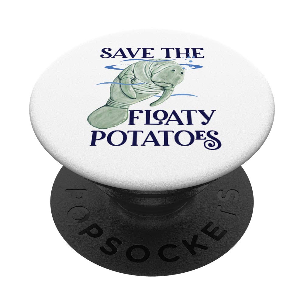 Save Floaty Potatoes Cute Manatee PopGrip - Swappable Phone & Tablet Grip with Adhesive | Perfect Gift for Animal Lovers & Marine Life Enthusiasts - Use for Phones, Tablets, Laptops & More
