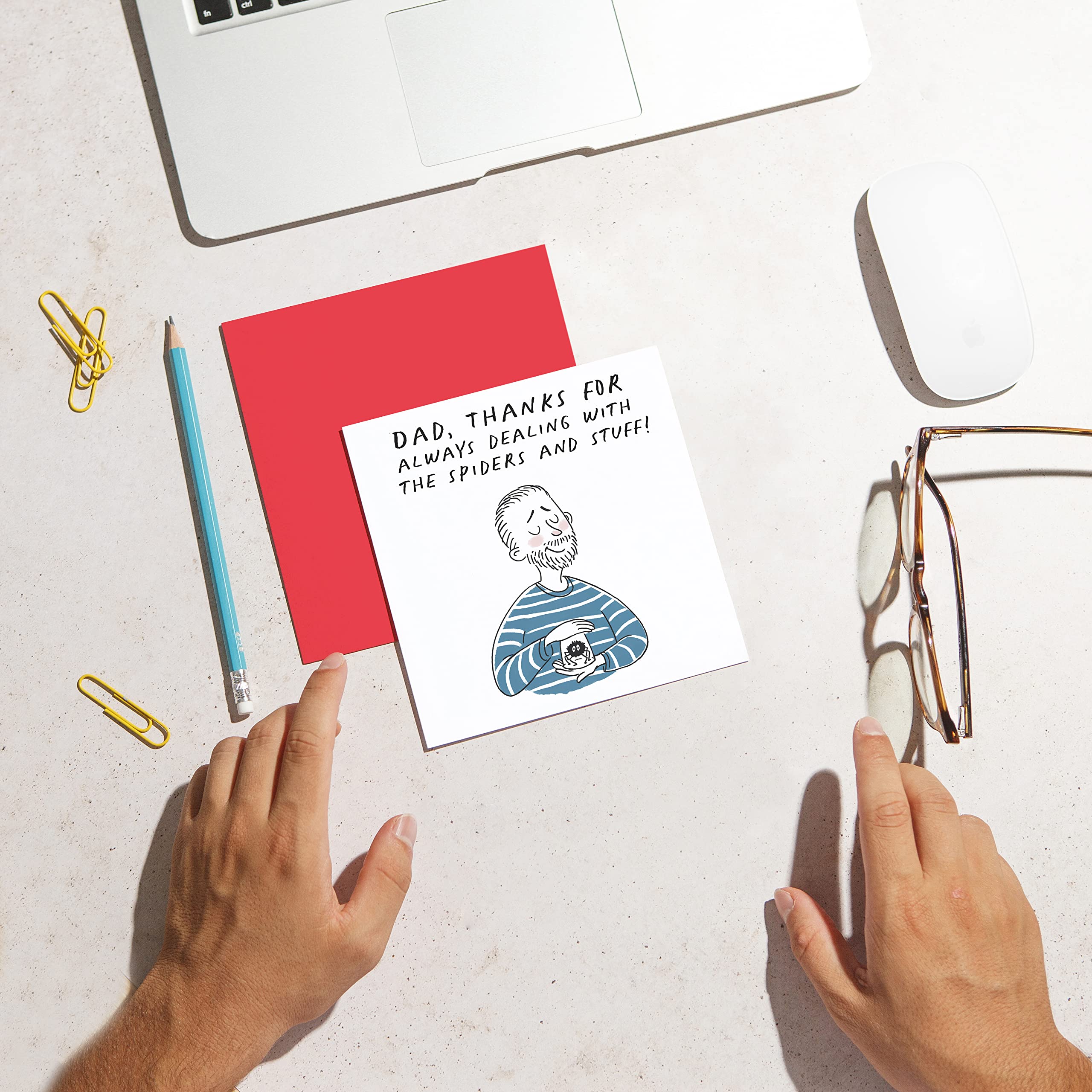 Funny Dad Birthday Card - Humorous Spider Removal Design - Perfect for Father's Day & Special Occasions - 5.8x5.8 Inch Square Greeting Card for Him - Great Gift Idea for Dads Who Love Jokes