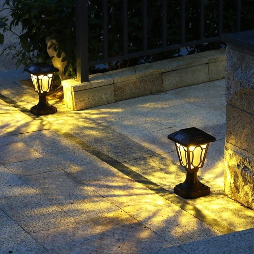 Solar Powered Outdoor Pillar Lights - Waterproof Wall Lights for Patio, Garden, Gate, Villa (2 Pack) - Perfect for Pathway, Driveway, and Landscape Lighting