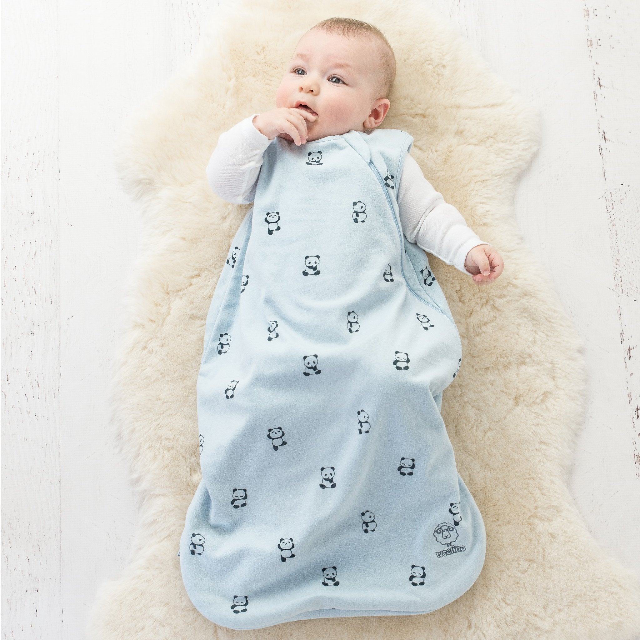 4 Season Baby Sleeping Bag - Soft Merino Wool & Organic Cotton - Cute Panda Design - Perfect for Nursery, Travel & Outdoor Adventures