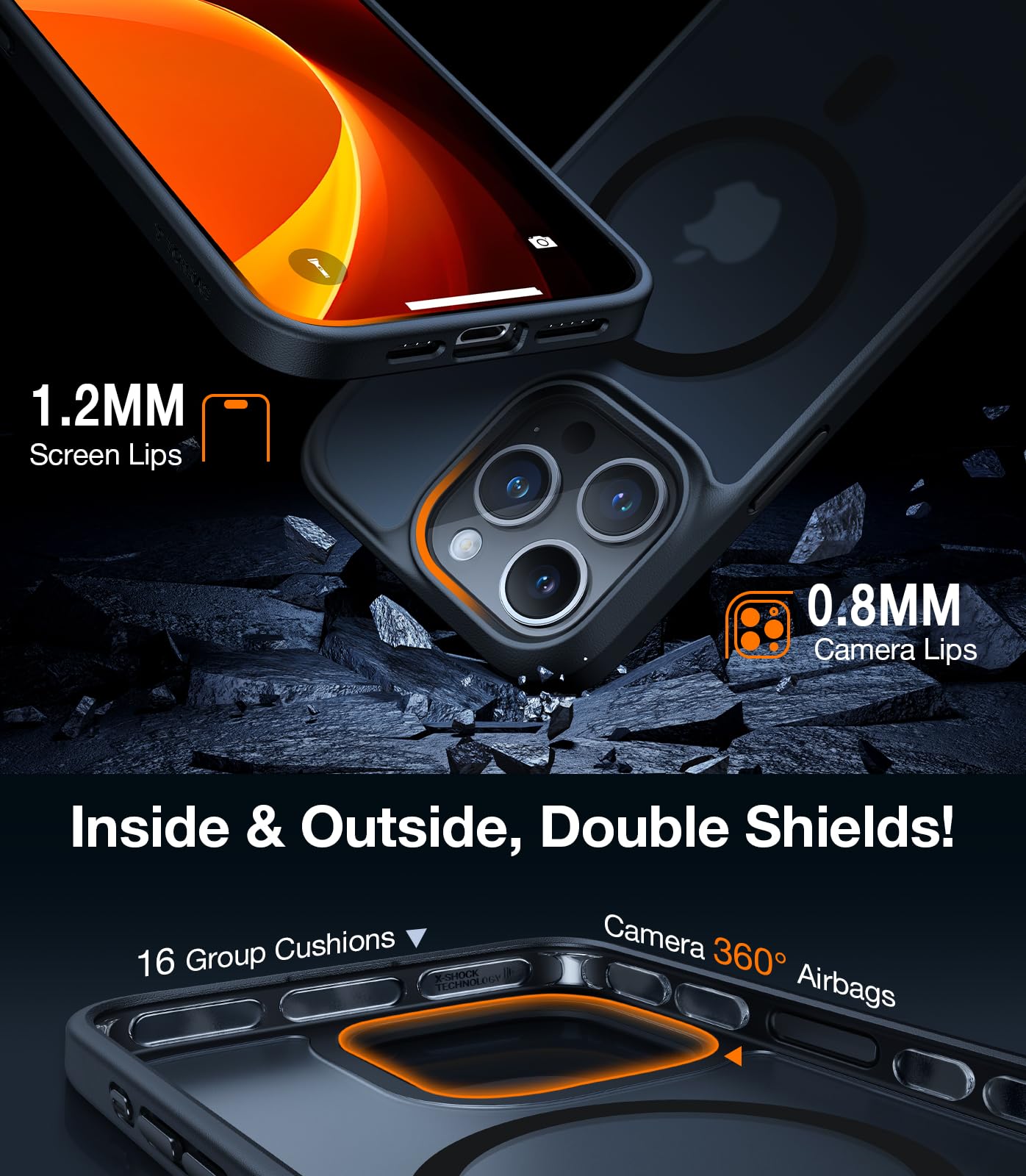 TORRAS Magnetic iPhone 12 Pro Max Case - Military Grade Drop Protection | MagSafe Compatible | Slim Translucent Hard PC with Soft Anti-Fingerprint Coating | Perfect for Everyday Use, Travel & Outdoor Activities (Black)