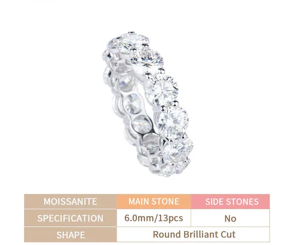 8-Piece Iced Out Moissanite Diamond Ring Set - 925 Sterling Silver Gold Plated for Women - Perfect for Weddings, Parties & Special Occasions
