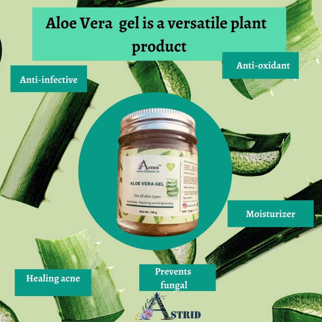 Astrid Aloe Vera Gel with Vitamin E & Glycerin - Paraben & Sulfate Free - Soothes Sunburn, Hydrates Skin & Promotes Hair Growth