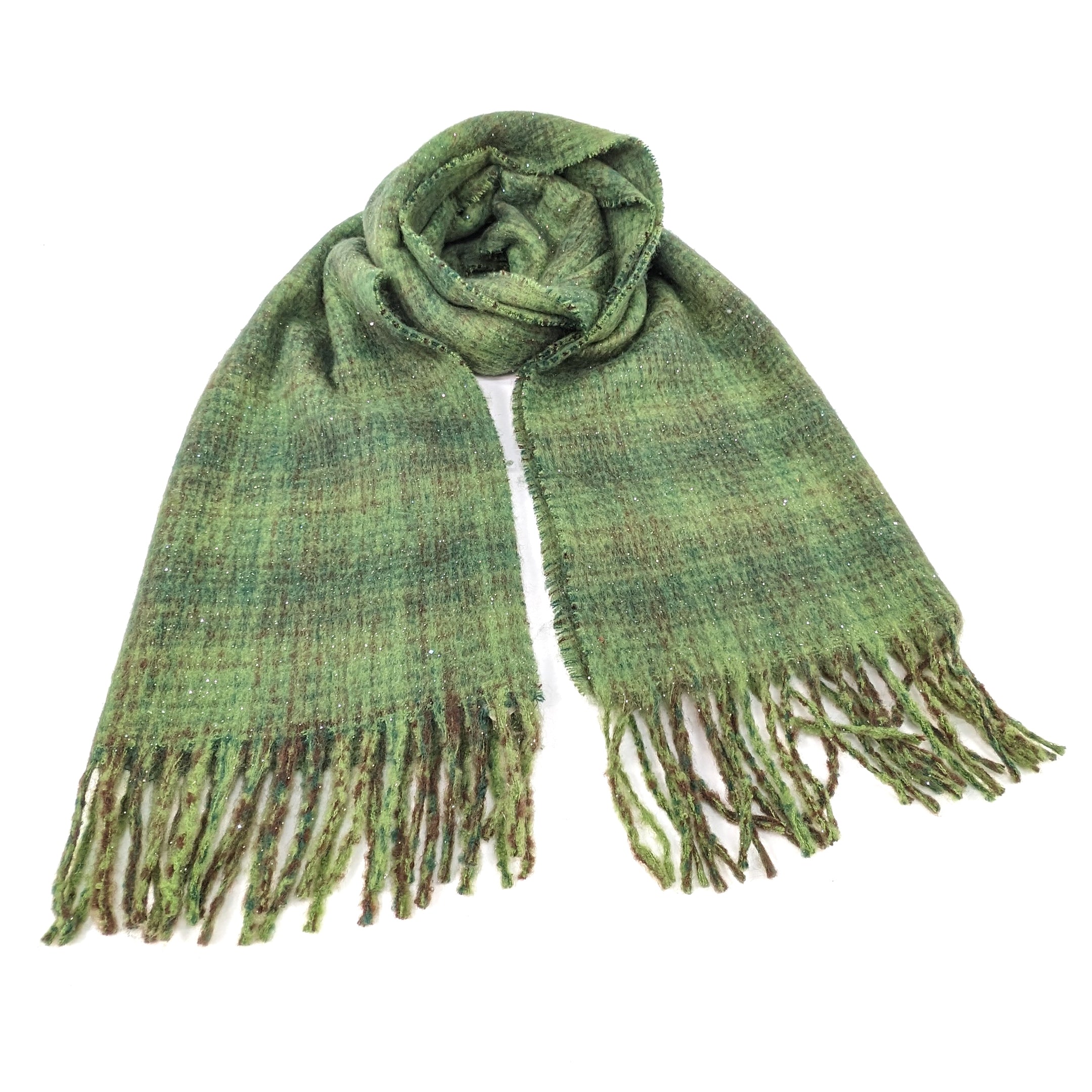 Vetrino Warm Fuzzy Thick Check Scarf for Women & Men - 50x180cm Soft Plaid Winter Scarf in Green - Perfect for Cold Weather, Outdoor Activities & Fashion Accessories