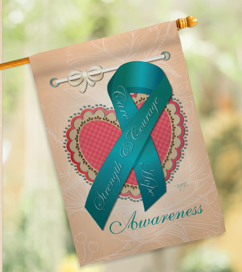 Ovarian Awareness Vertical Flags Set - 28x40in & 13x18.5in - Home & Garden Decor