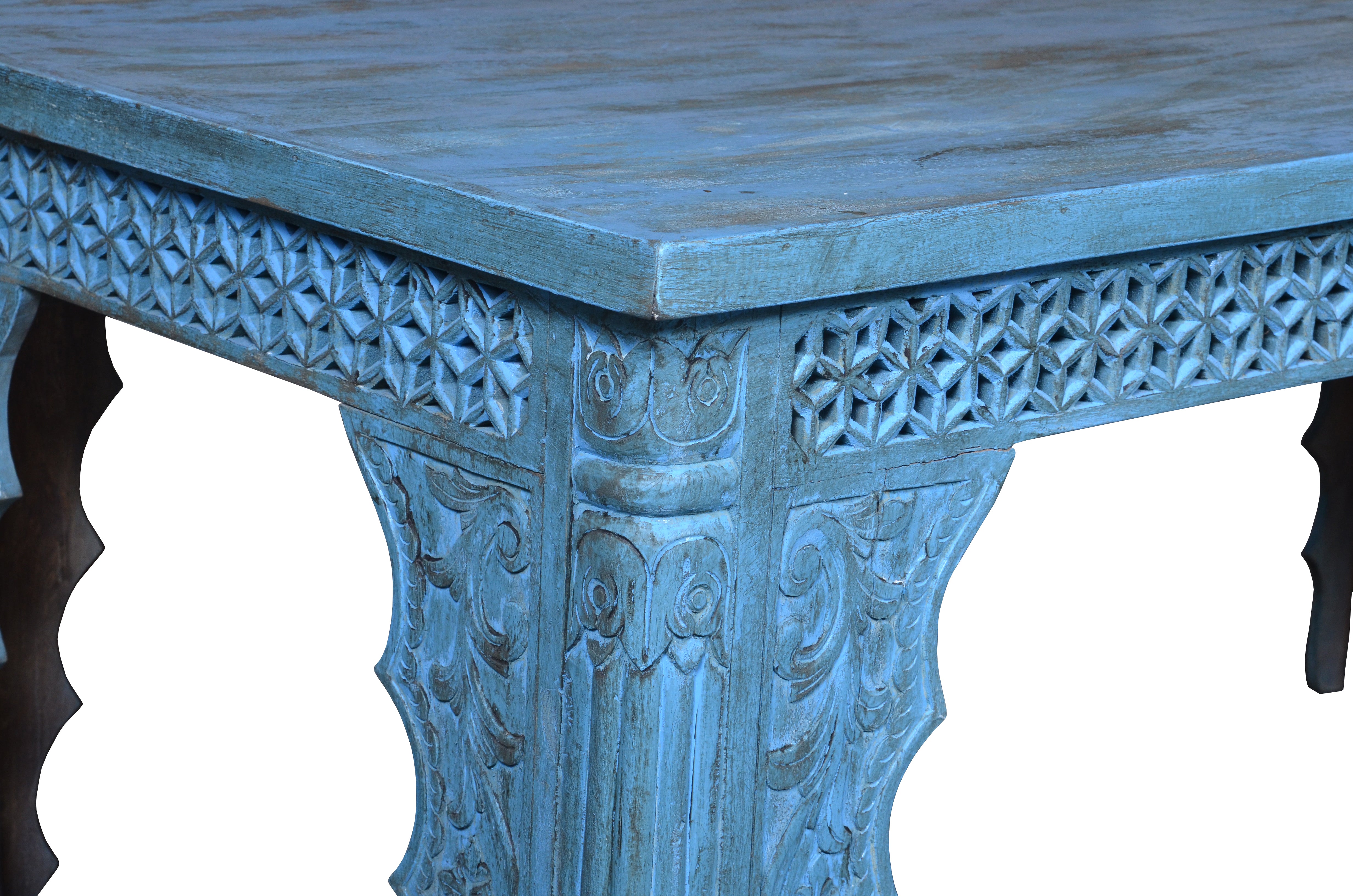 Hand Carved Solid Wood Dining Table - Harper Rustic Farmhouse Style for Kitchen & Dining Room - Perfect for Family Gatherings & Dinner Parties