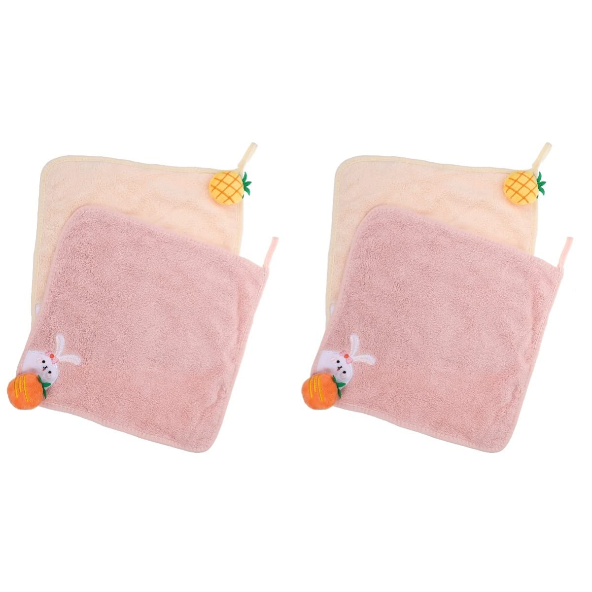 FOMIYES Microfiber Hair Towel Set - 2 Pack Cute Coral Animal Cartoon Hand Towels for Bathroom, Hair Wrapping & Cleaning | Soft Absorbent Hanging Towels for Spa, Gym, Travel & Home Use