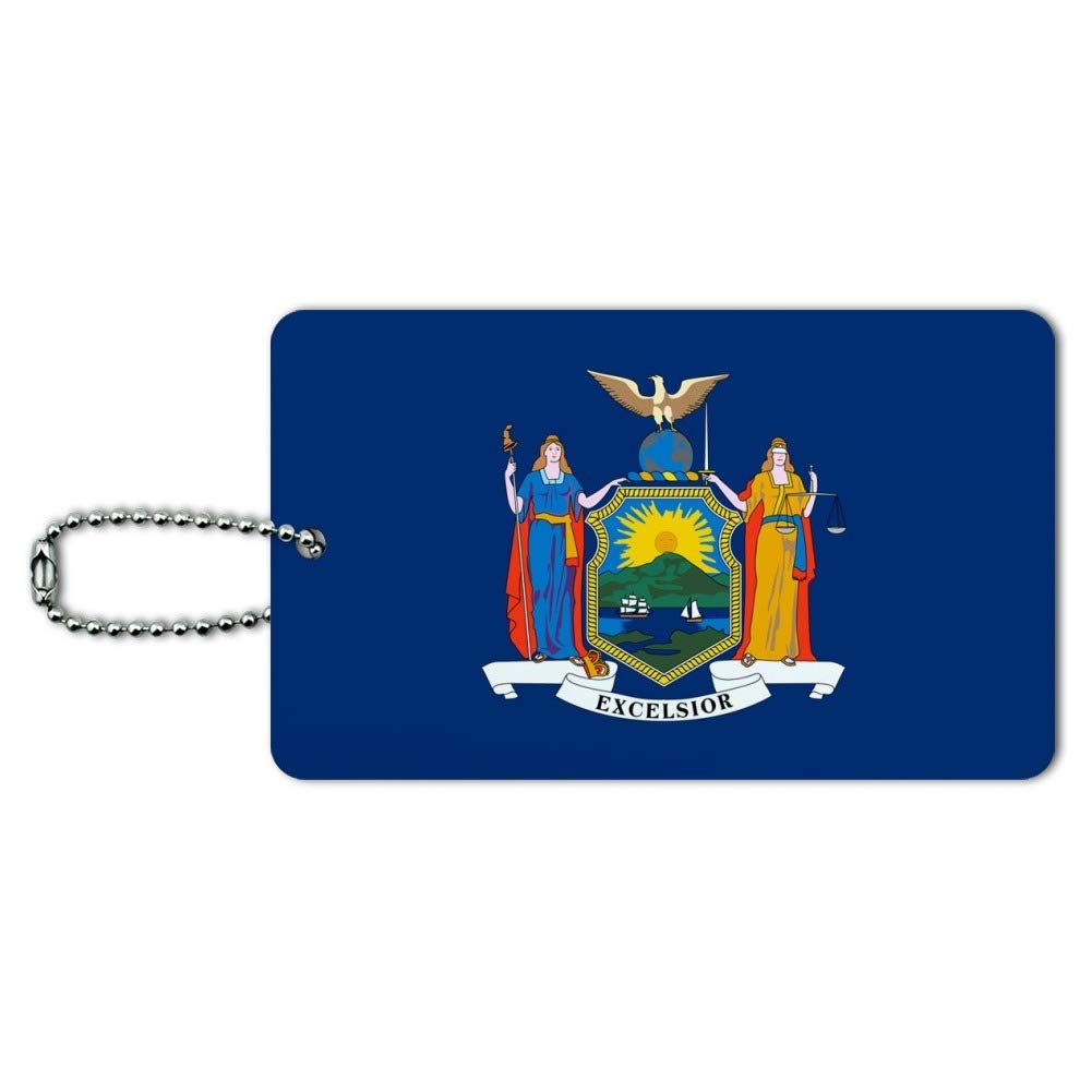 New York State Flag Luggage Tag - Durable Suitcase ID Card for Travel & Carry-On Bags - Perfect for Airports, Cruises & Business Trips