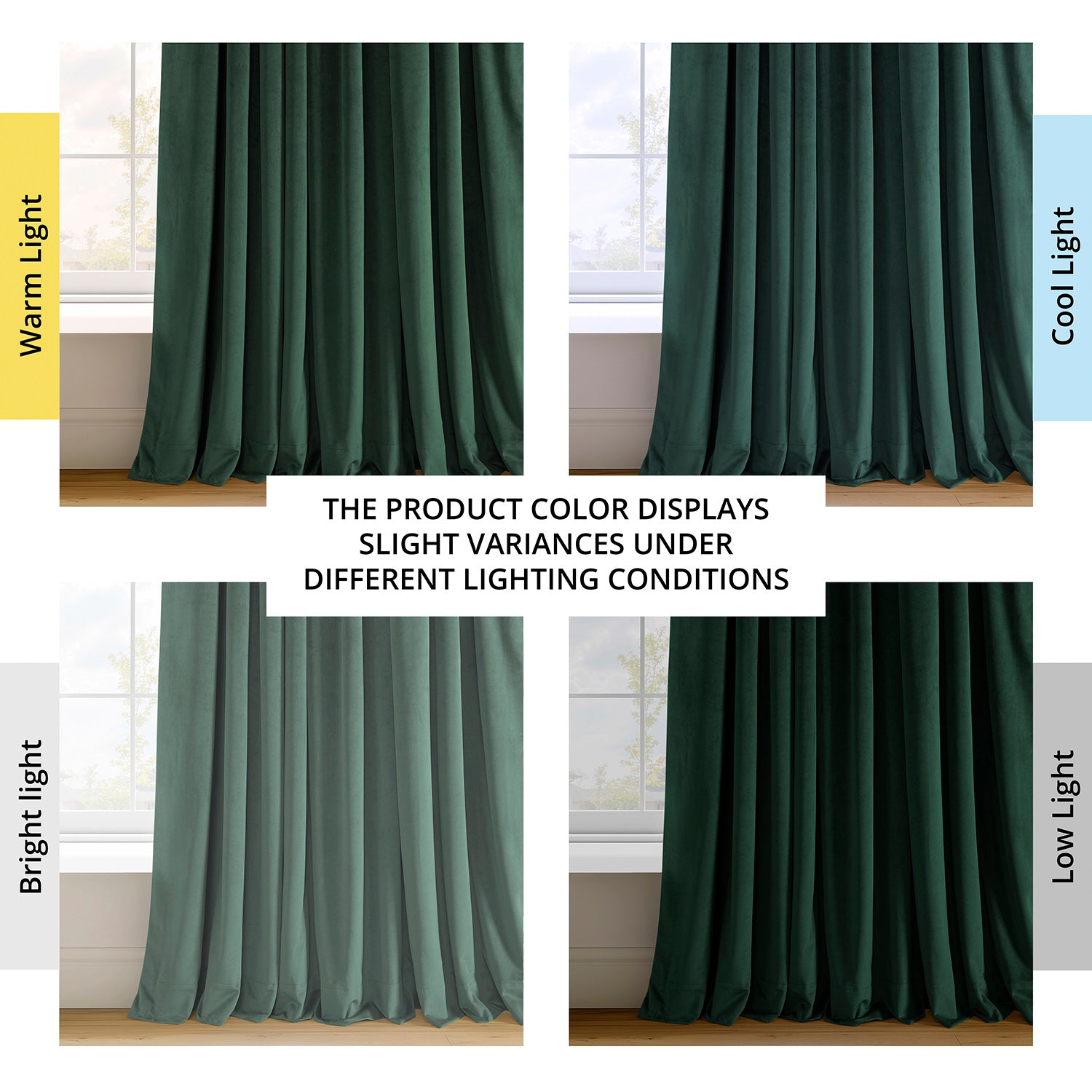 Blackforest Green Signature Extra Wide Velvet Blackout Curtains for Bedroom & Living Room - Noise Reducing, Thermal Insulated, Light Blocking Window Drapes for Home Decor