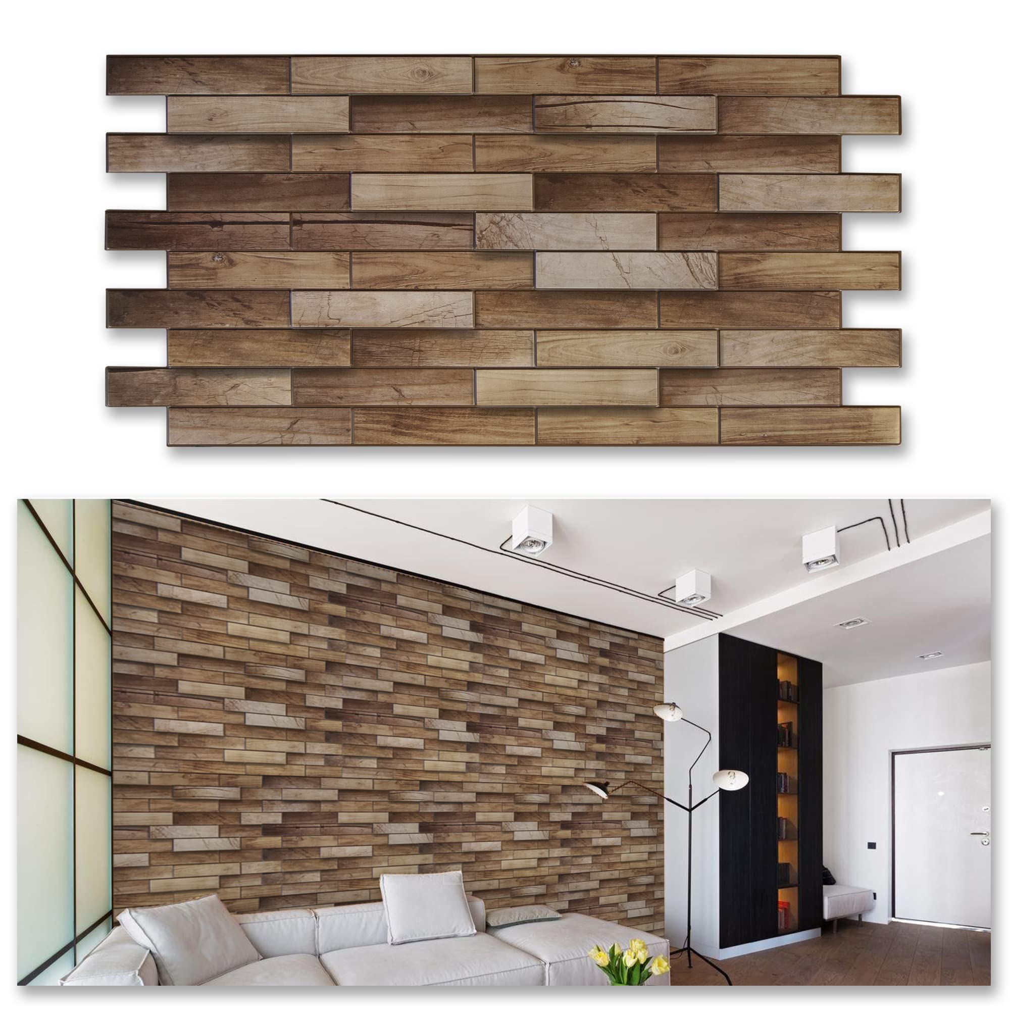 3D Wall Panels for Home & Office Decor - Wood Nut Style PVC Wall Covering (10 Pack, Covers 51 sq ft) | Modern Interior Design for Living Room, Bedroom & Workspace
