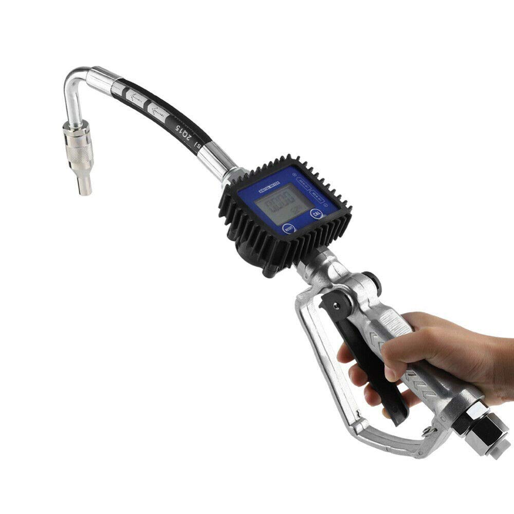 Air Operated Oil Transfer Pump with Control Valve & Flow Meter - Heavy Duty Oil Dispensing Gun with Digital Meter for Gasoline, Diesel, Hydraulic Fluids - Perfect for Automotive, Industrial & Farm Use