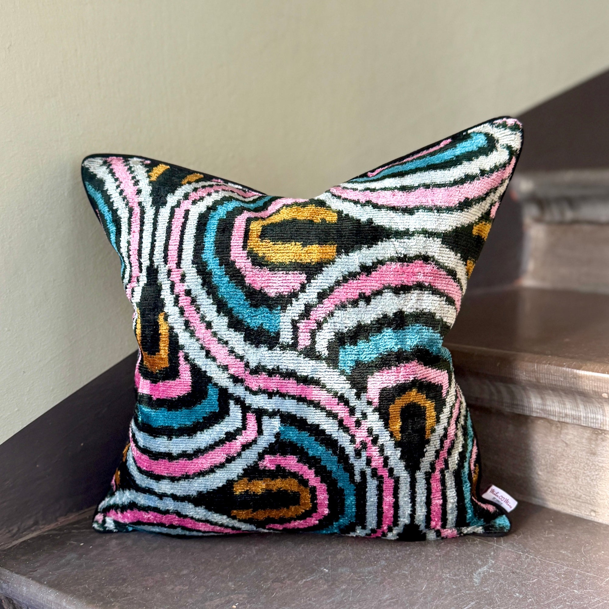 Luxury Velvet Ikat Cushion Cover - Valentine's Day Decorative Throw Pillow Case for Sofa, Bed & Home Decor - Perfect Gift for Anniversary & Romantic Home Styling
