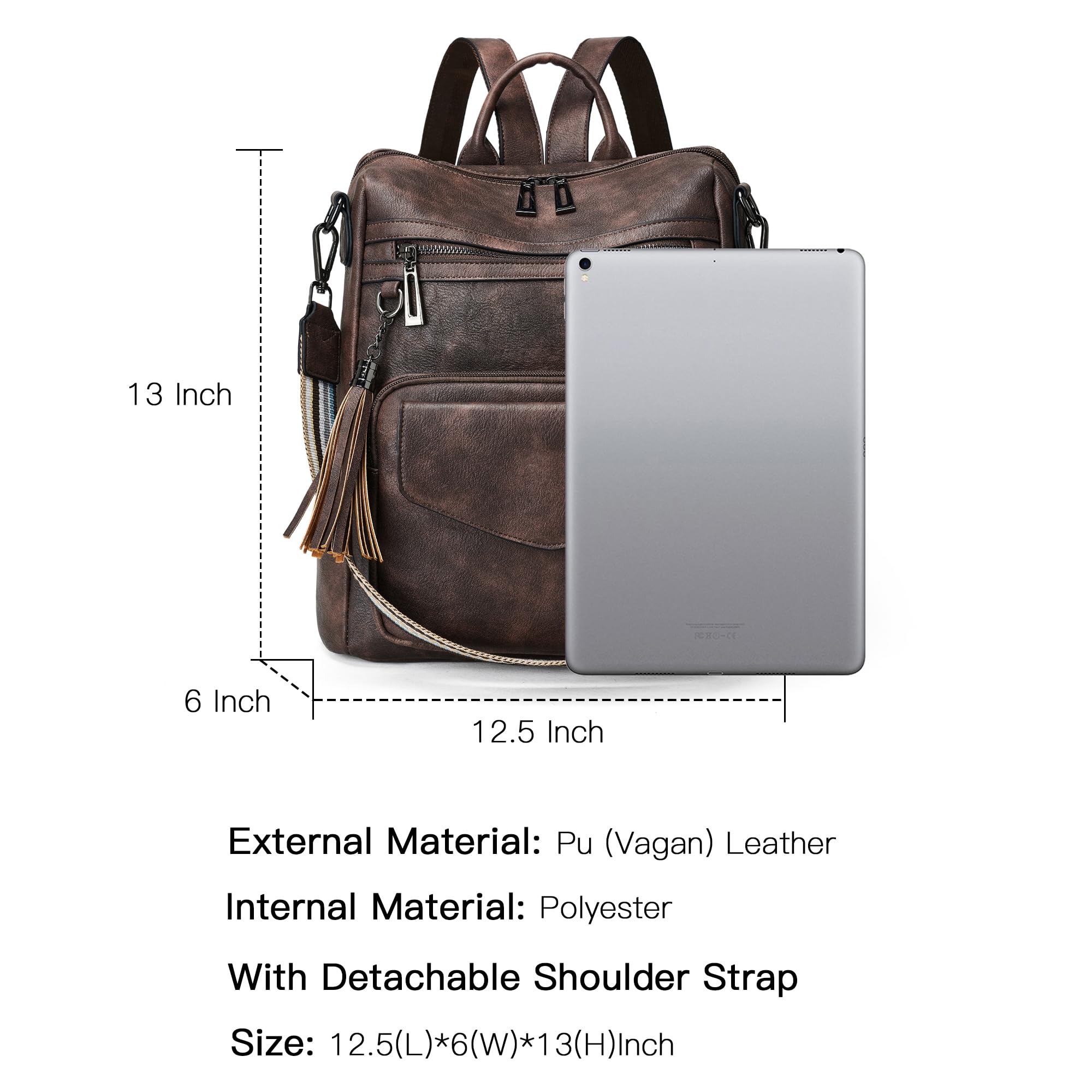 Stylish OPAGE Women's Leather Anti-Theft Travel Backpack Purse - Fashionable Shoulder Bag with Wristlet for Work, Commuting & Weekend Getaways