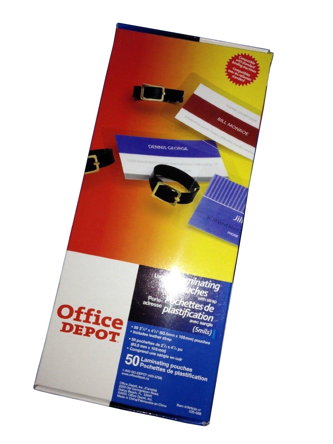 Office Depot ID Card & Luggage Tag Hot Laminating Pouches with Slots & Straps - 50 Pack | Perfect for School IDs, Employee Badges & Travel Luggage Tags