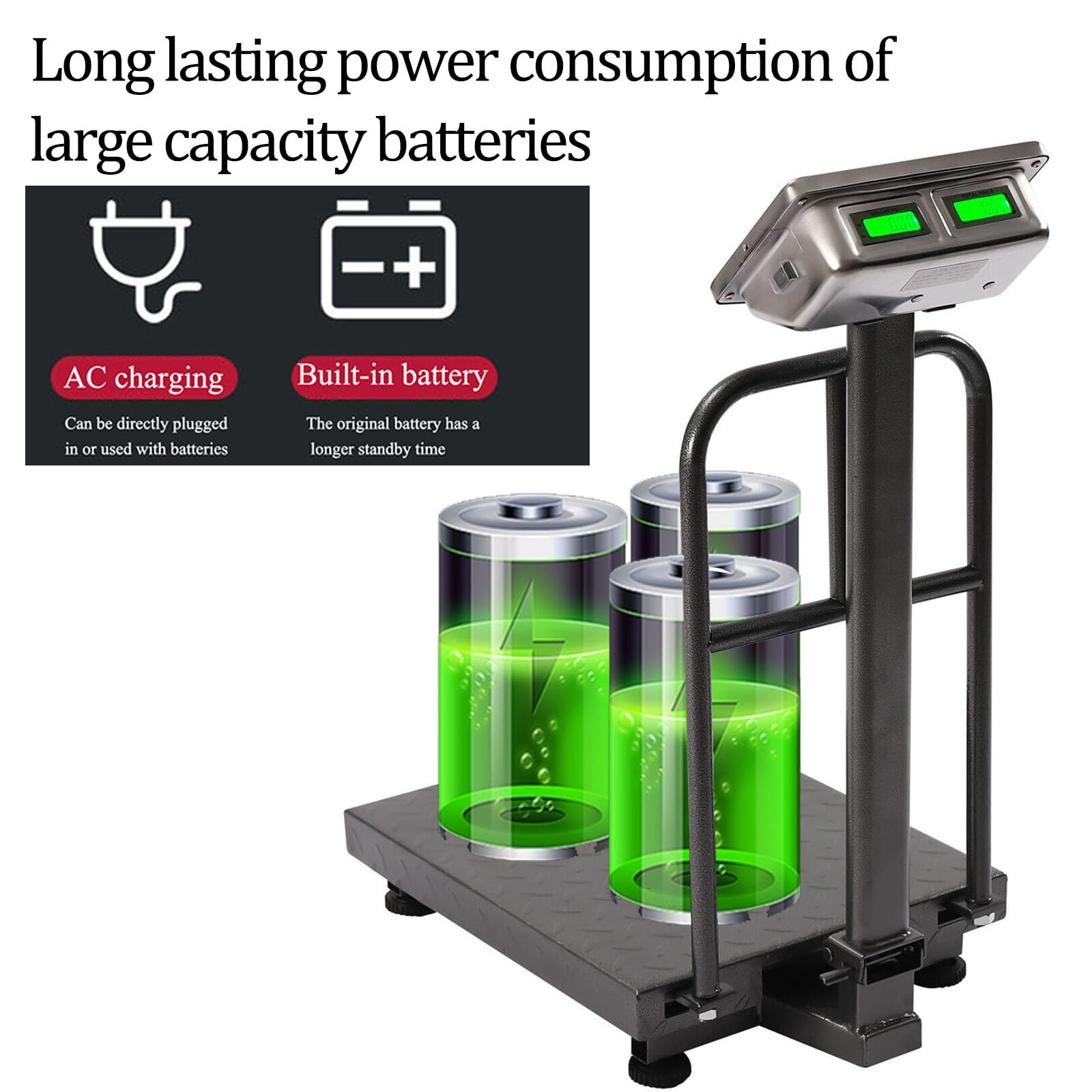 660LBS Heavy Duty Digital Platform Scale with Removable Guardrail - Industrial Floor Scale for Shipping, Postal, Luggage Weighing (LB/KG) - Perfect for Warehouses, Logistics & E-commerce Businesses