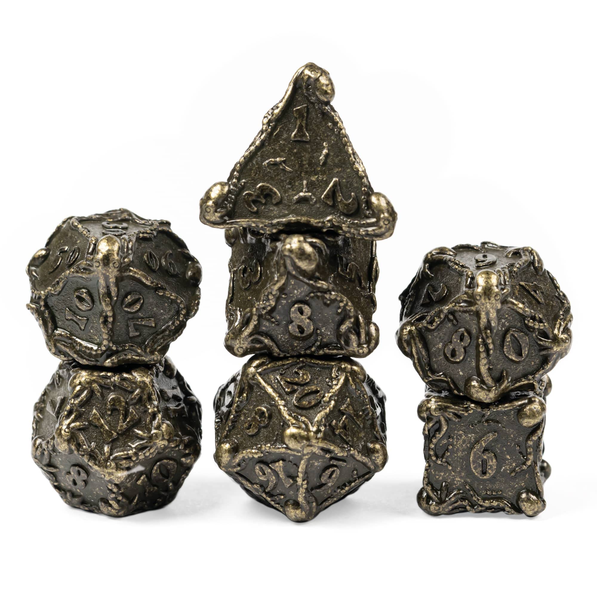 Premium UDIXI 7-Piece Metal DND Dice Set - Polyhedral D&D Dice for Dungeons & Dragons RPG Games (Bronze) | Perfect for Tabletop Gaming, D&D Campaigns & Collector Displays