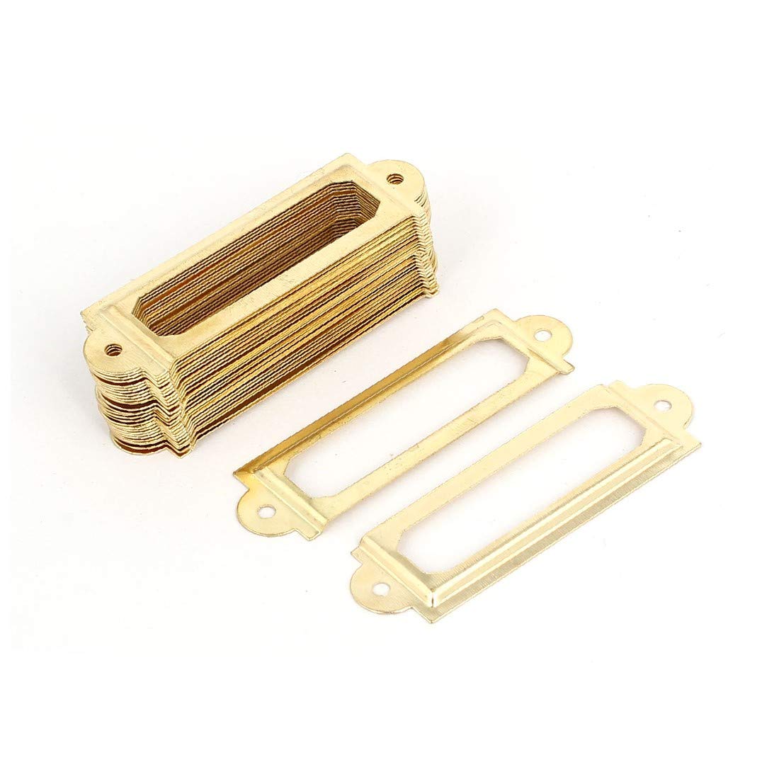 Premium Gold-Tone Iron Label Holder Frame - 60mm x 17mm (30pcs) - Durable Pharmacy & Office Drawer Tags for Organizing Medications, Files & Supplies - Perfect for Medical Cabinets, Office Storage & Home Organization