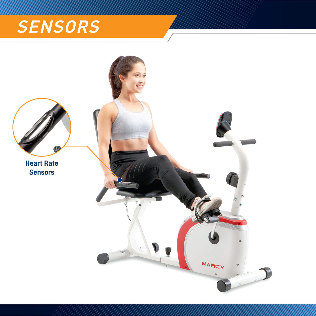 Marcy NS-908R Recumbent Exercise Bike with Pulse Monitor - Comfortable Seated Workout for Home Gym, Seniors & Physical Therapy