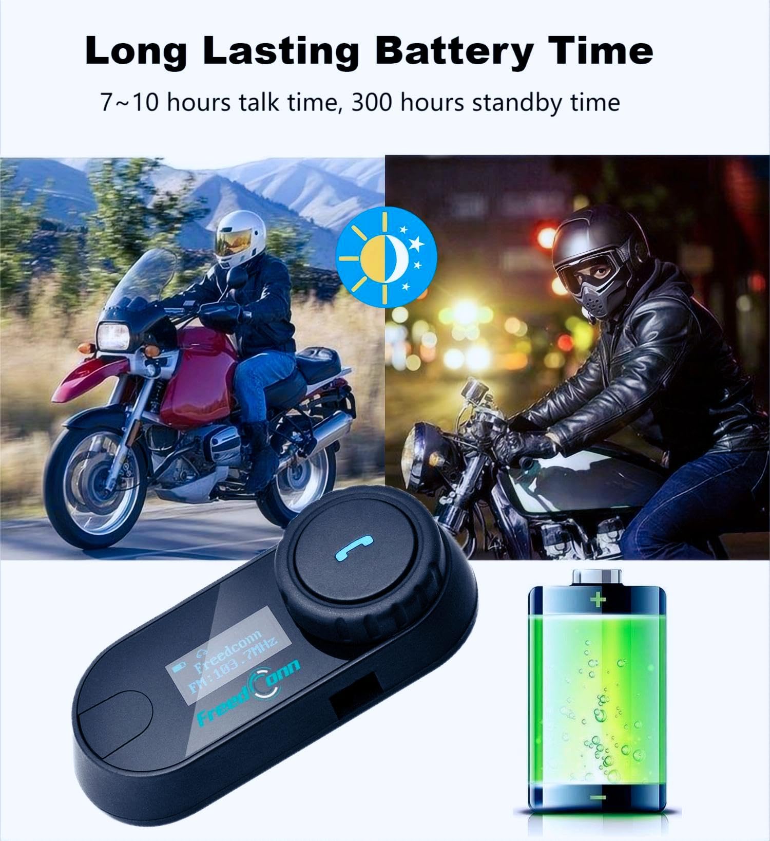 FreedConn TCOM-SC BT5.0 Motorcycle Bluetooth Headset - Wireless Helmet Intercom Communication System for 2 Riders, 800M Range, Music Sharing & LCD Screen with FM Radio - Perfect for Group Riding, Road Trips and Motorcycle Tours