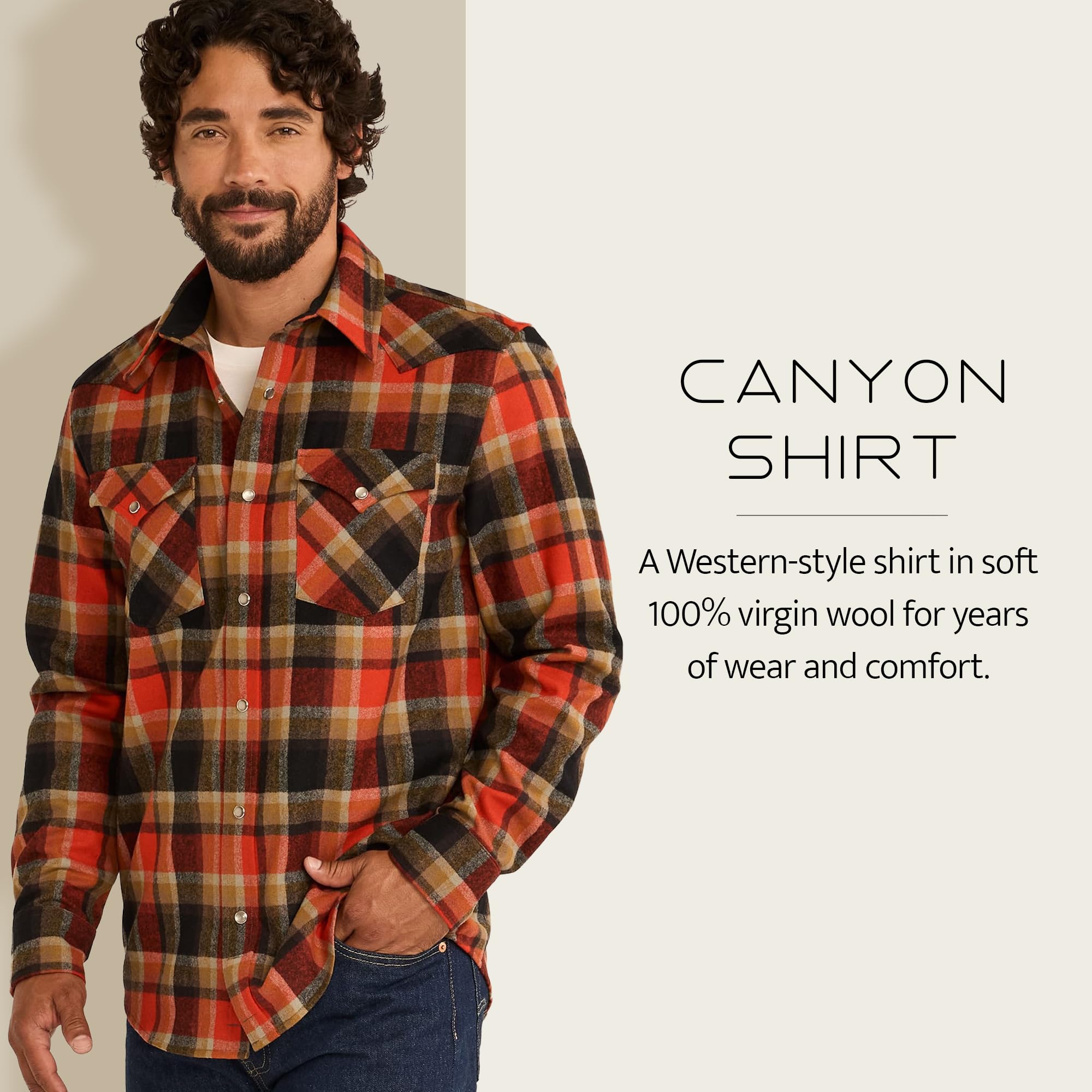 PENDLETON Men's Classic Wool Shirt - Flannel Plaid Long Sleeve Button Down for Outdoor Camping Hiking and Casual Wear