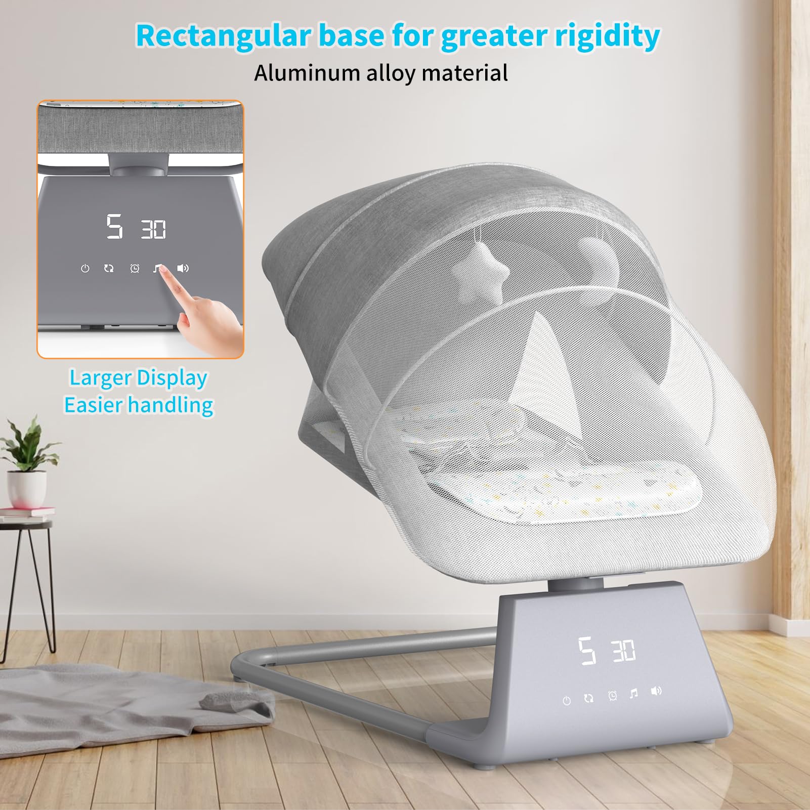 Electric Baby Swing & Rocker with Bluetooth, Remote Control & 11 Lullabies – Adjustable 5-Speed Infant Bouncer for Newborns to Toddlers (Baby Boy & Girl) – Perfect for Nursery, Daycare & Soothing Fussy Babies