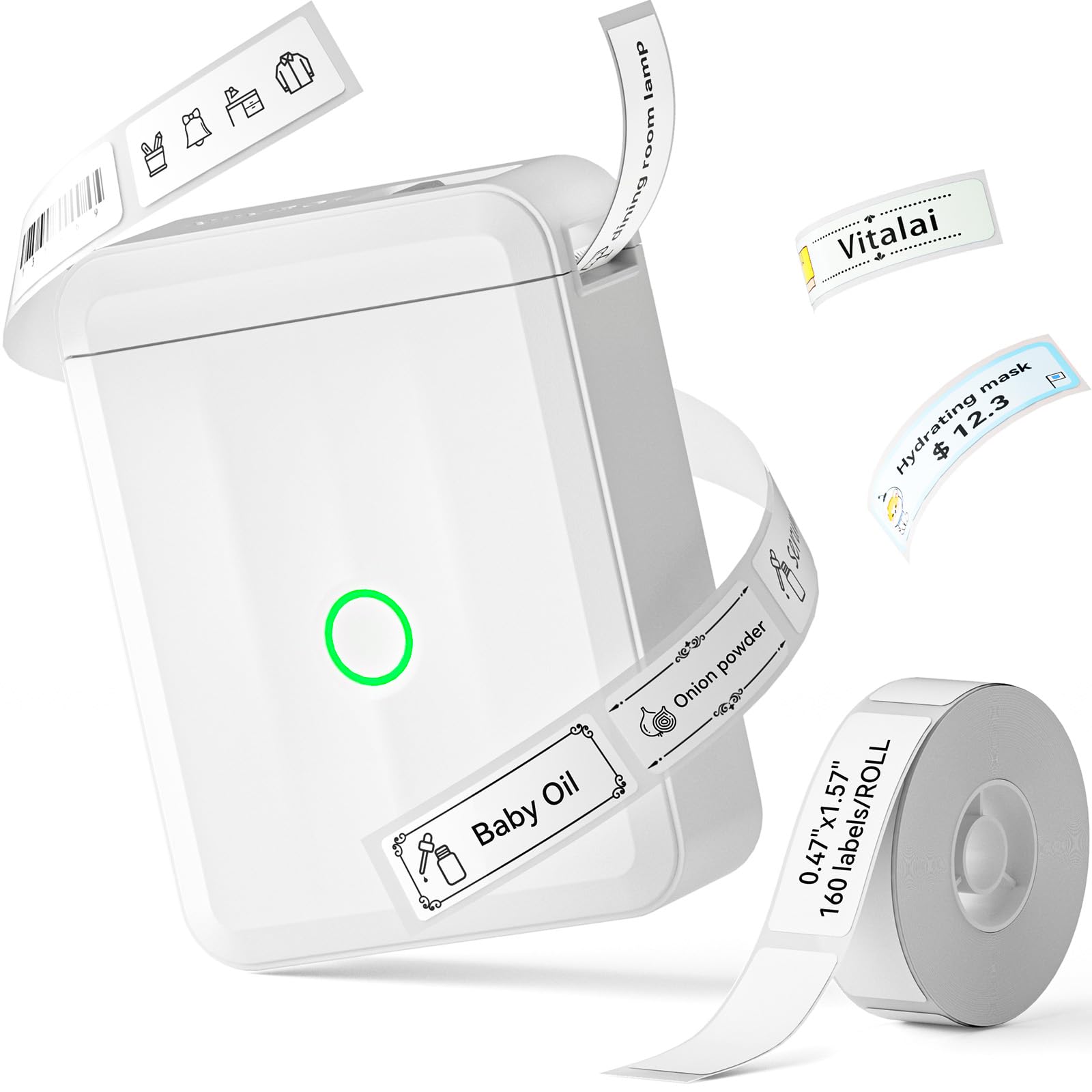 NIIMBOT D110 Bluetooth Label Maker Machine - Handheld Thermal Label Printer with Tape, Sticker Maker for Home, Office, Kitchen, School Organization (White) | Perfect for Labeling Storage Boxes, Files, Jars & School Supplies