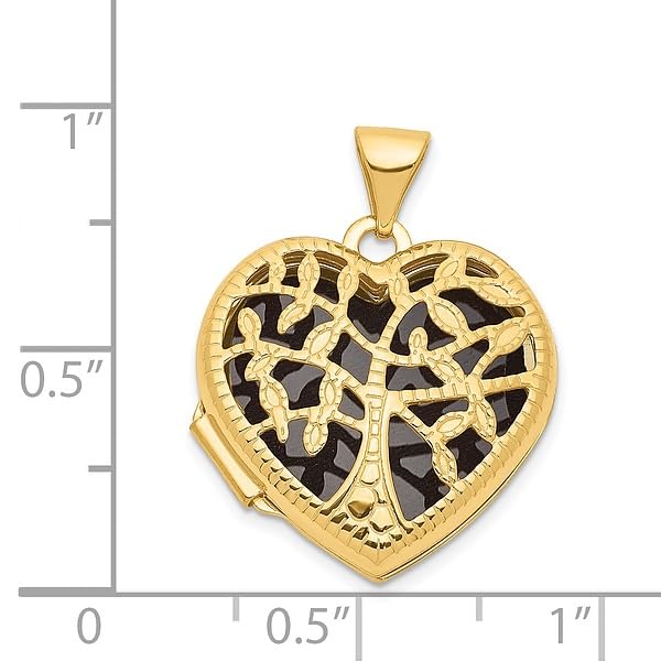 14K Solid Yellow Gold Tree of Life Heart Locket Necklace - Personalized Photo Pendant Charm for Women - Perfect Gift for Anniversary, Birthday & Valentine's Day - Jewelry for Special Occasions & Everyday Wear