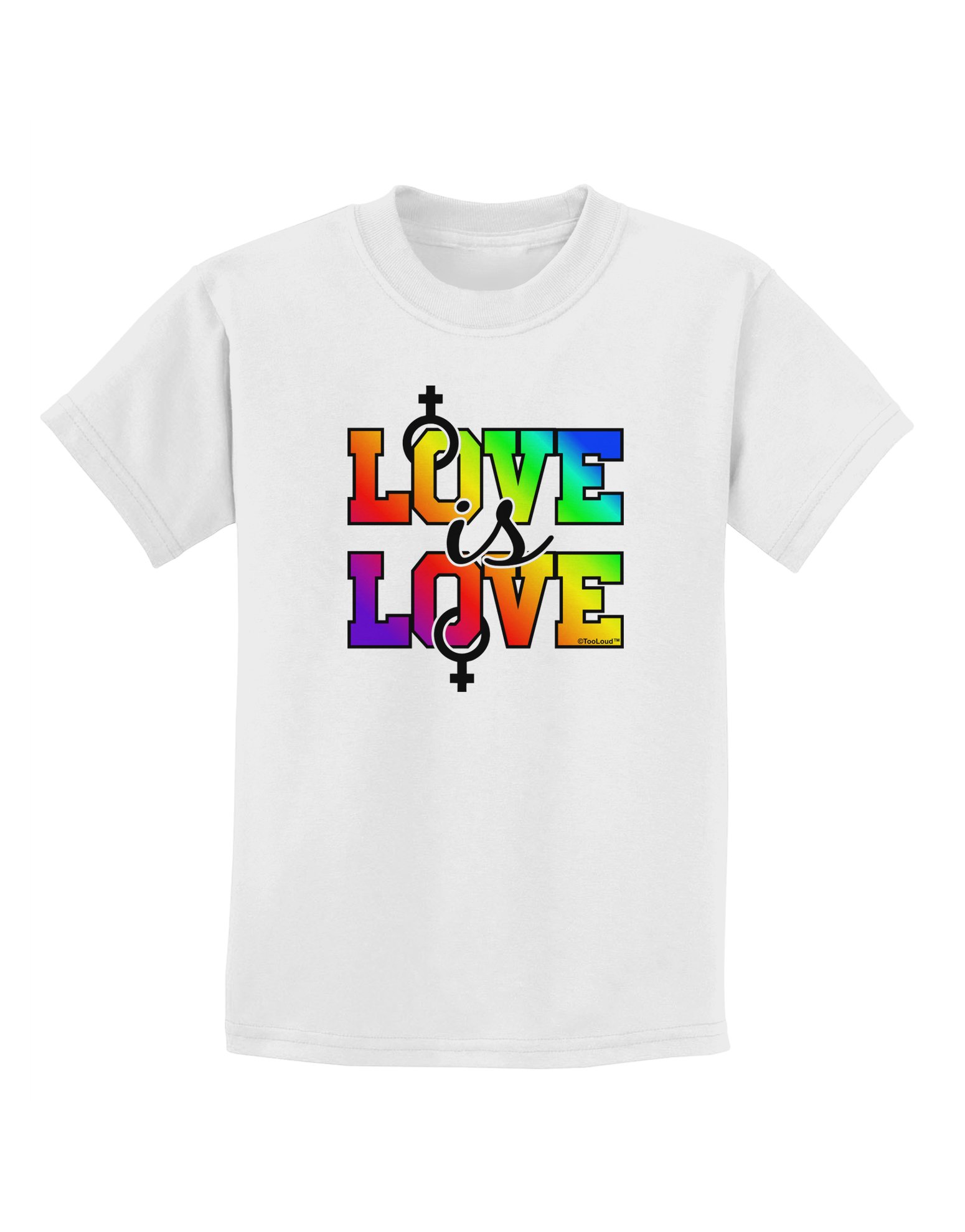 TooLoud Love is Love Lesbian Pride Kids T-Shirt - LGBTQ+ Rainbow Graphic Tee for Children - Perfect for Pride Parades, School Events & Ally Support
